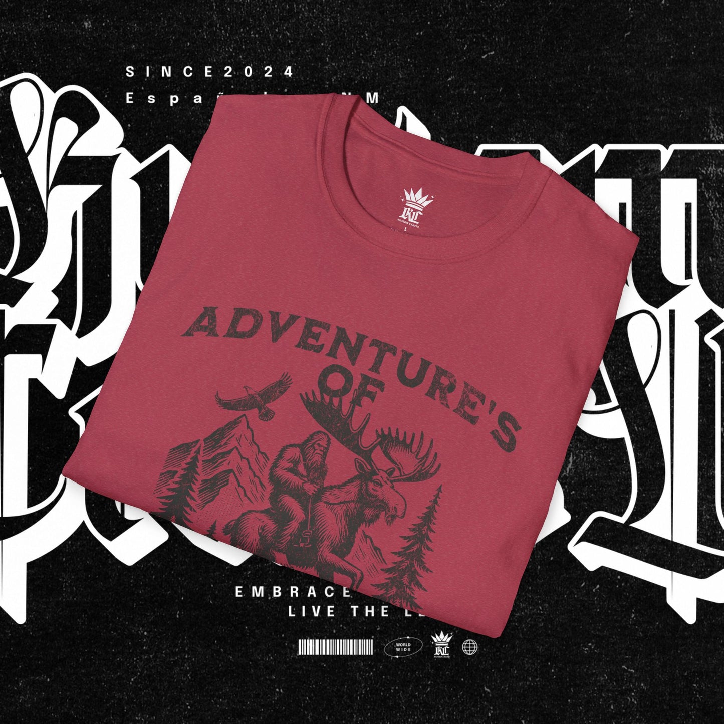 Adventure's of Bigfoot & Marty The Moose Unisex T-Shirt, Travel Tee, Outdoor Graphic Shirt, Nature Lover Gift, Moose Adventure Apparel