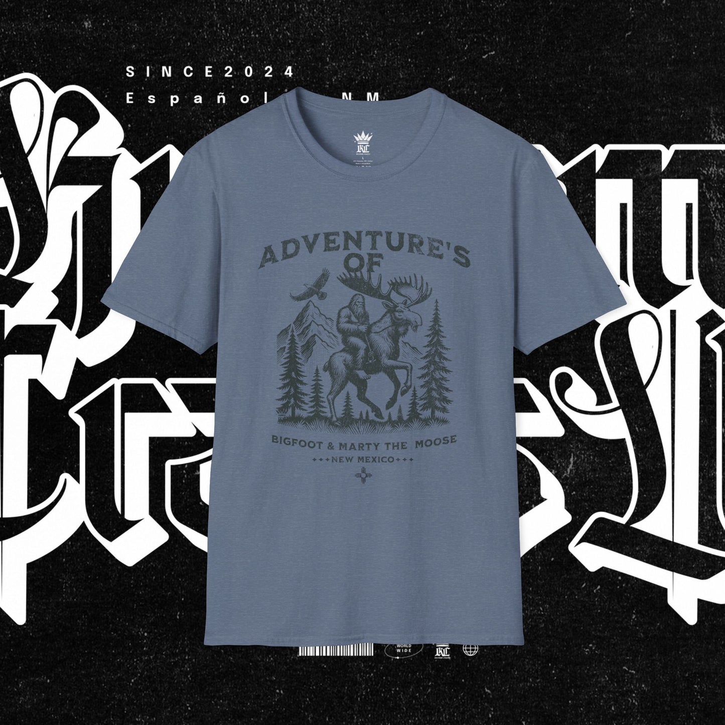 Adventure's of Bigfoot & Marty The Moose Unisex T-Shirt, Travel Tee, Outdoor Graphic Shirt, Nature Lover Gift, Moose Adventure Apparel
