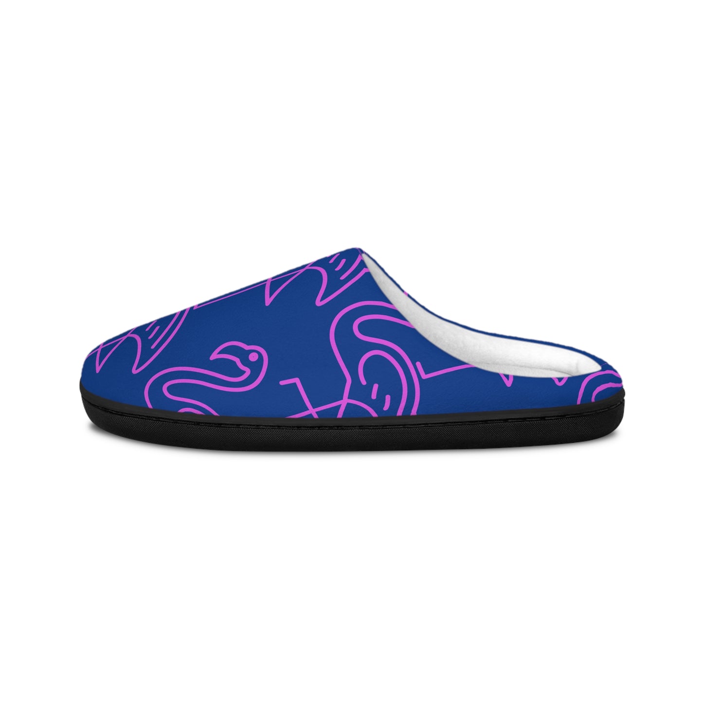 Stylish Flannel Fleece Indoor Slippers for Men with Flamingo Design, Cozy House Shoes, Gift for Him, Lounge Slippers, Unique Home Footwear