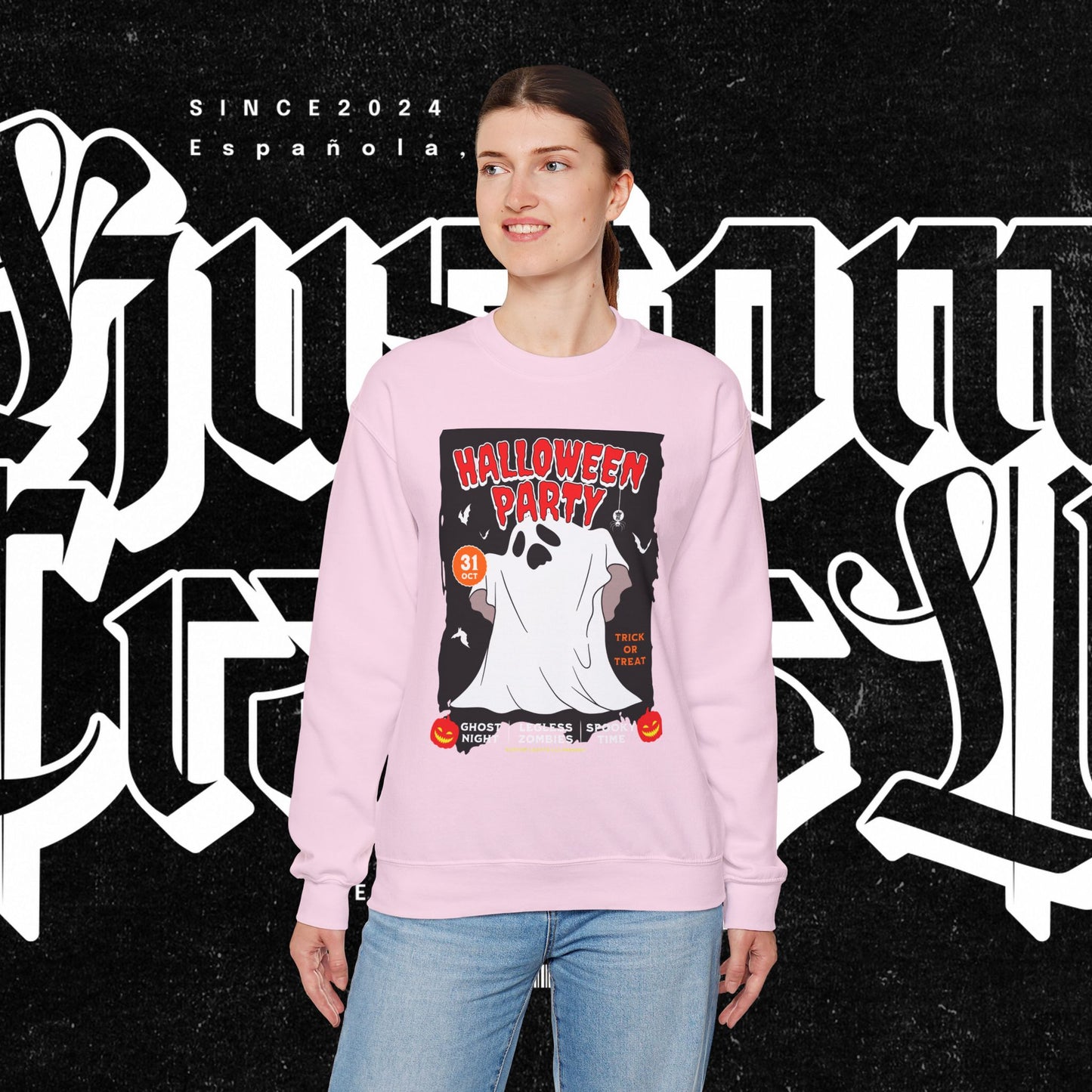 Halloween Party Sweatshirt, Spooky Season Apparel, Ghost Design Crewneck, Unisex Halloween Gift, Cozy Fall Fashion