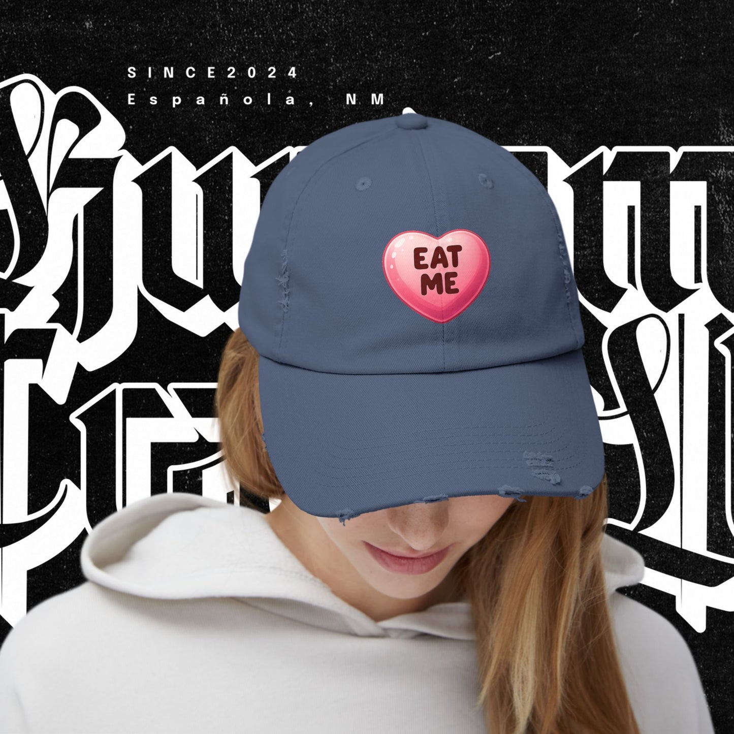 Eat Me Distressed Cap - Fun Accessory for All, Playful Style, Casual Wear, Gift for Friends, Trendy Summer Hat