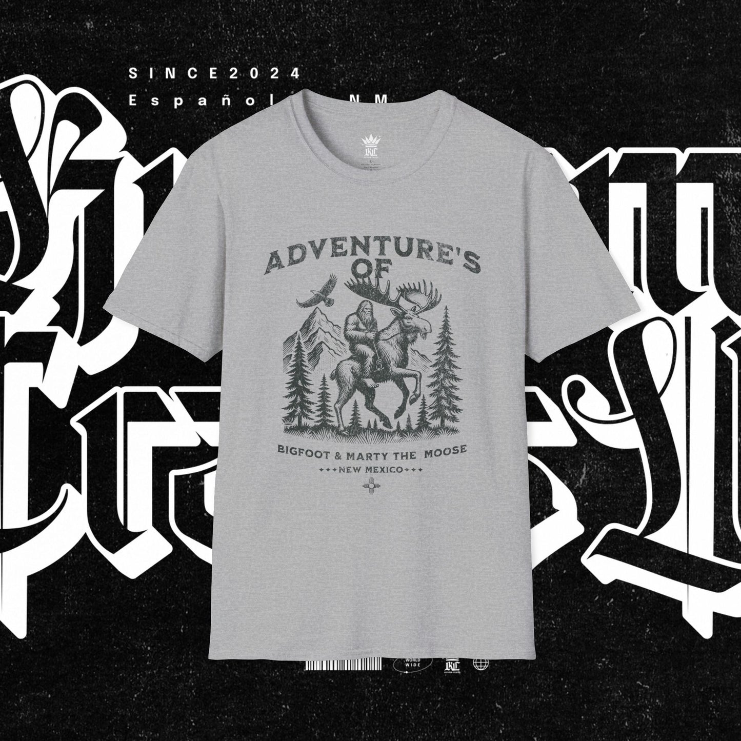 Adventure's of Bigfoot & Marty The Moose Unisex T-Shirt, Travel Tee, Outdoor Graphic Shirt, Nature Lover Gift, Moose Adventure Apparel