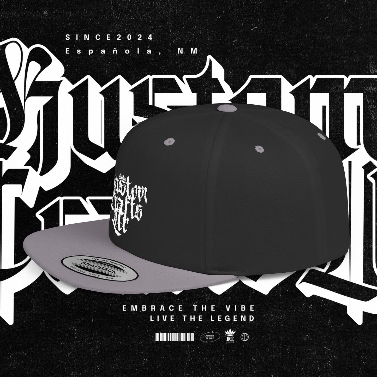 Custom Flat Bill Snapback Hat | Embrace the Vibe, Live the Legend | Perfect for Streetwear, Festivals, Casual Outings, Gifts