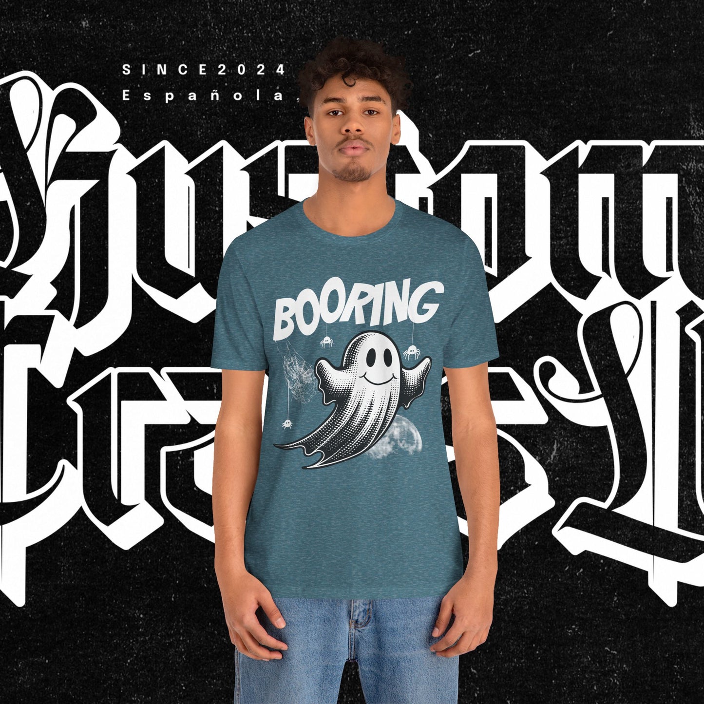 Ghostly Boo-Ring Fun Tee - Spooky Vibes, Perfect for Halloween, Casual Wear, Gift for Ghost Lovers, Graphic Tee, Trendy Outfit