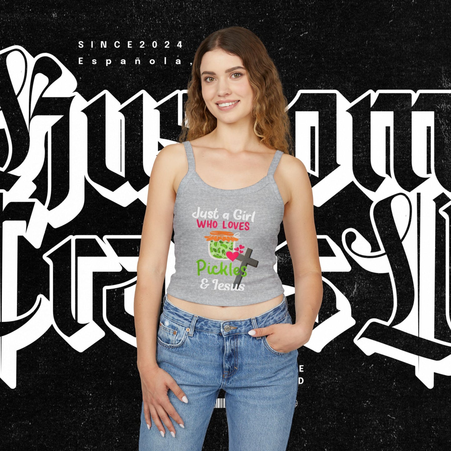 Pickles and Jesus Tank Top, Christian Women's Camisole, Religious Sleeveless Top, Faithful Spaghetti Strap Shirt, Girl's Pickle Lover Vest