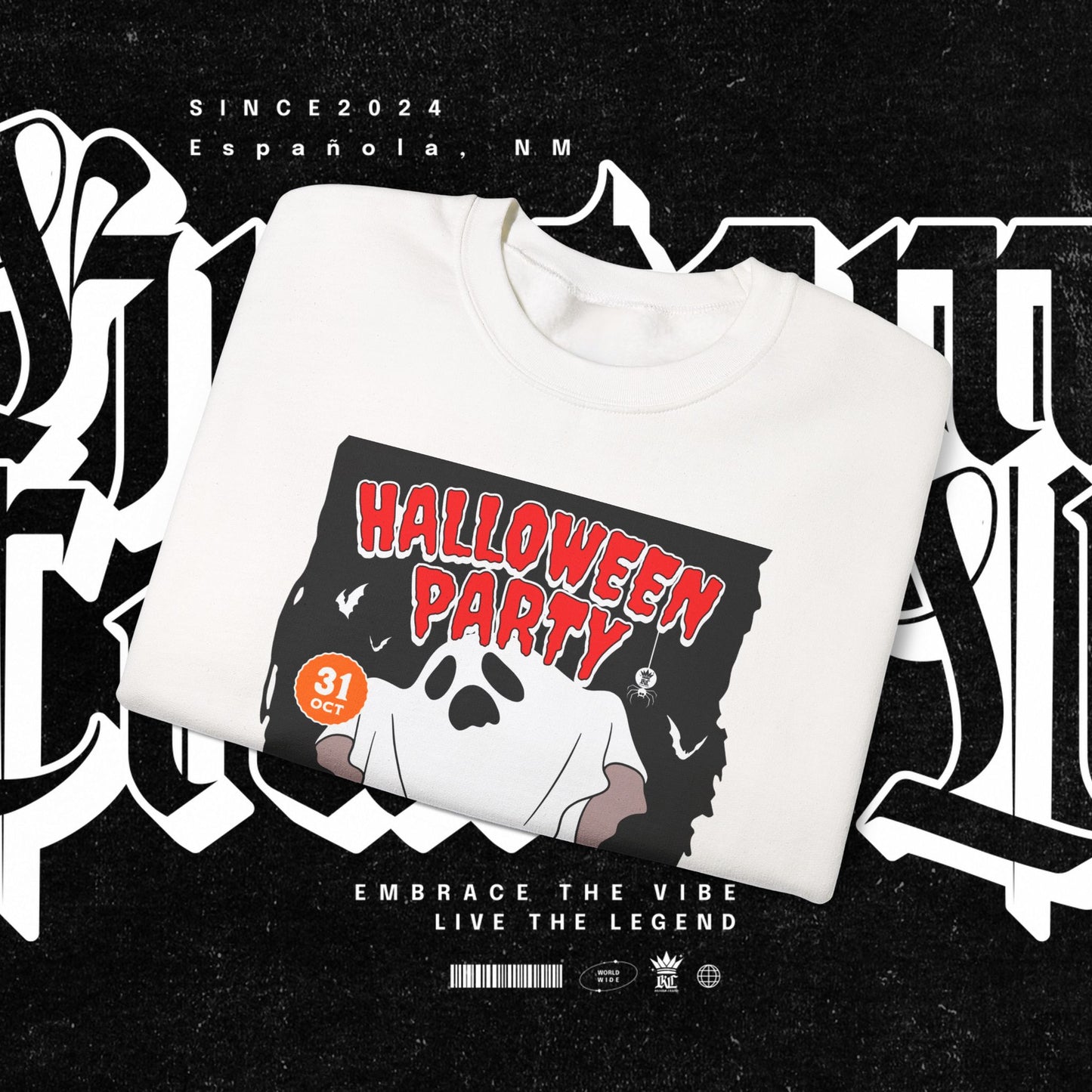 Halloween Party Sweatshirt, Spooky Season Apparel, Ghost Design Crewneck, Unisex Halloween Gift, Cozy Fall Fashion