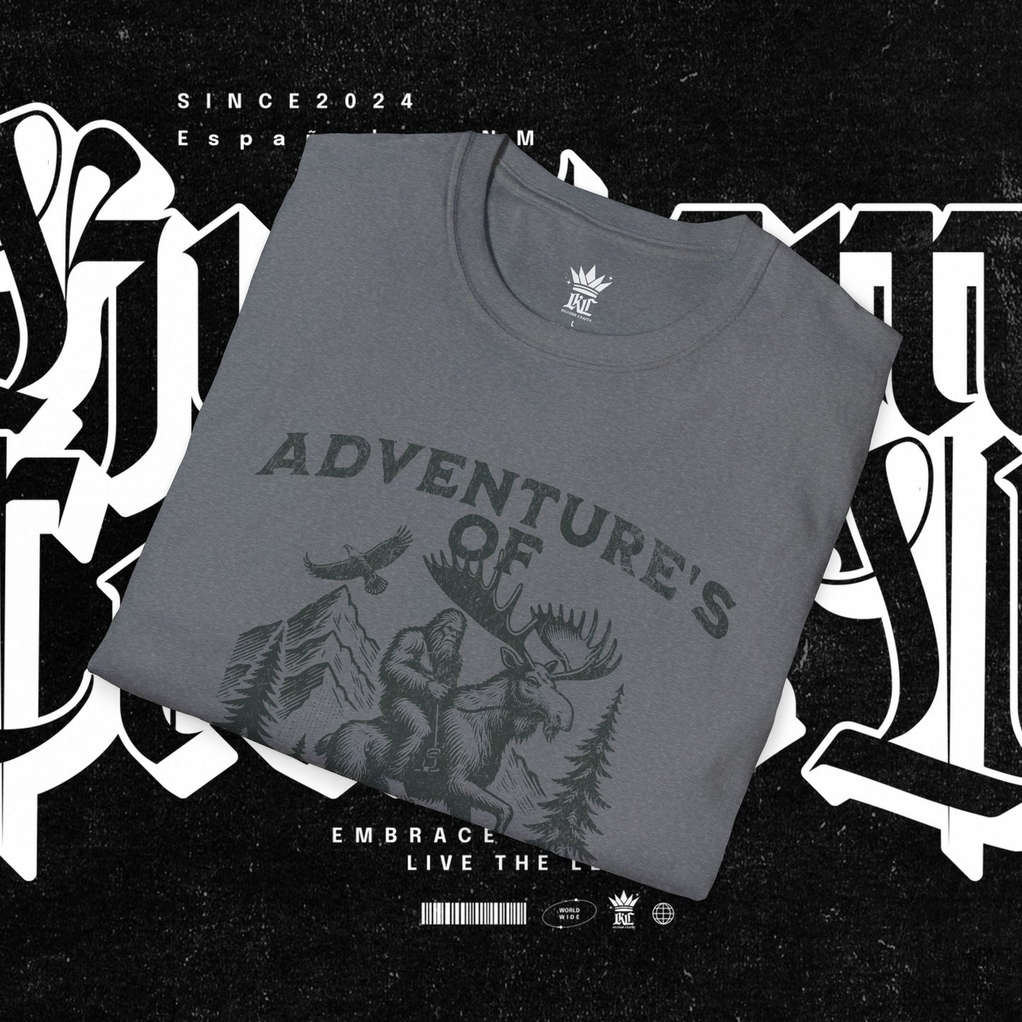 Adventure's of Bigfoot & Marty The Moose Unisex T-Shirt, Travel Tee, Outdoor Graphic Shirt, Nature Lover Gift, Moose Adventure Apparel