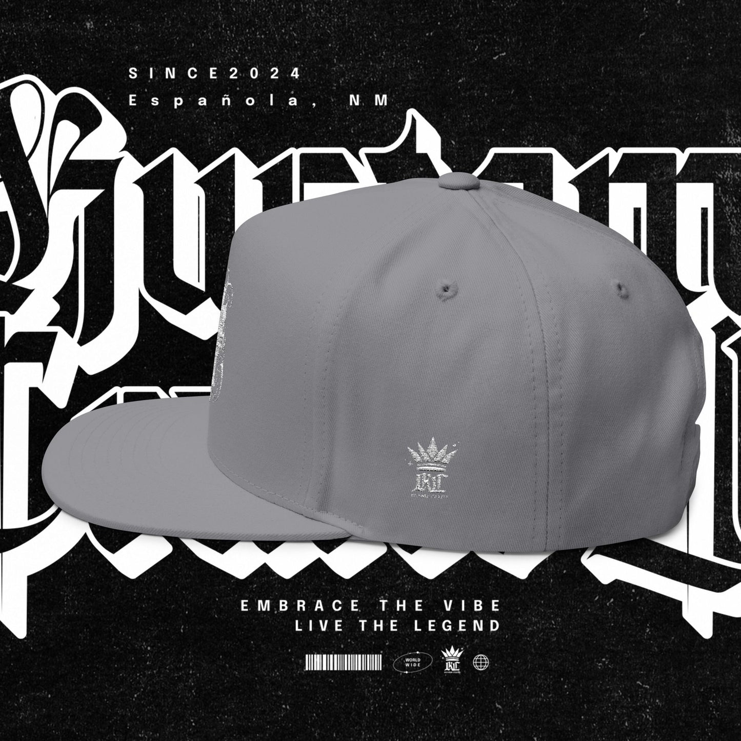 Embroidered Flat Bill Cap - Love Life Graffiti Style Hat