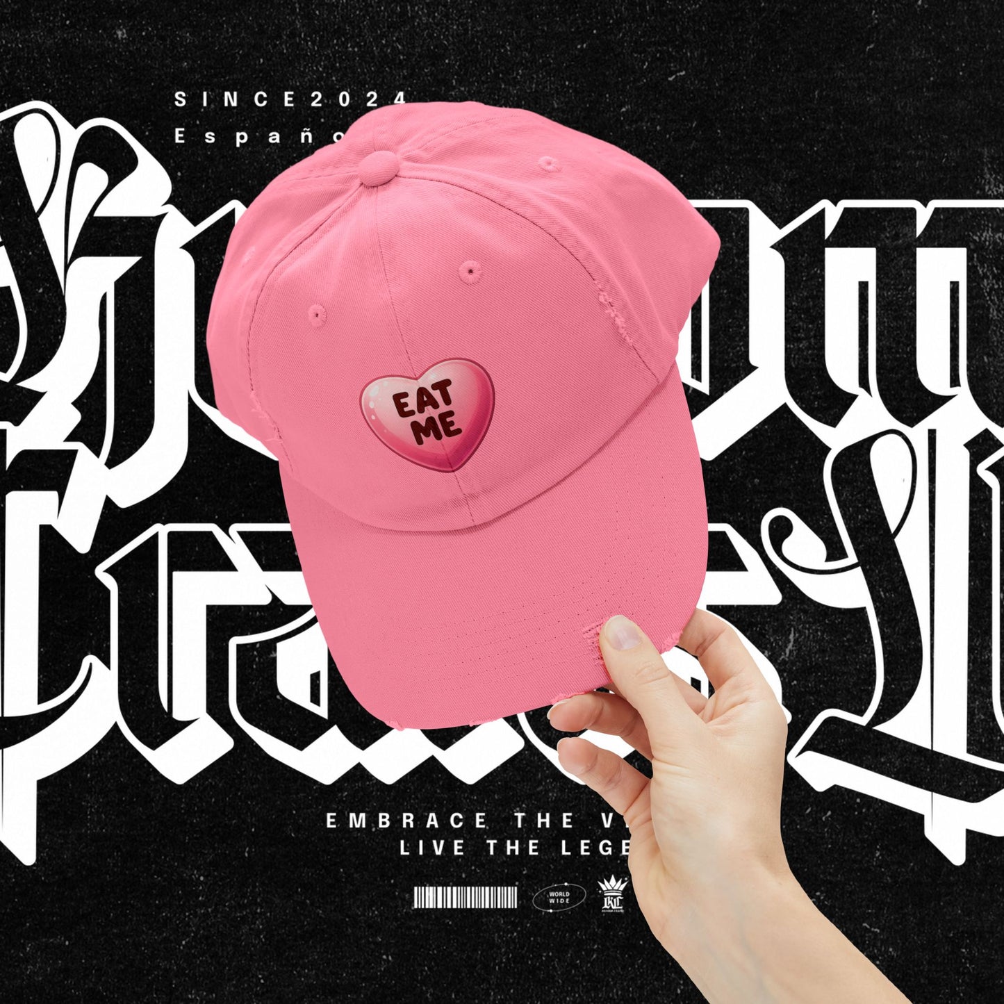 Eat Me Distressed Cap - Fun Accessory for All, Playful Style, Casual Wear, Gift for Friends, Trendy Summer Hat