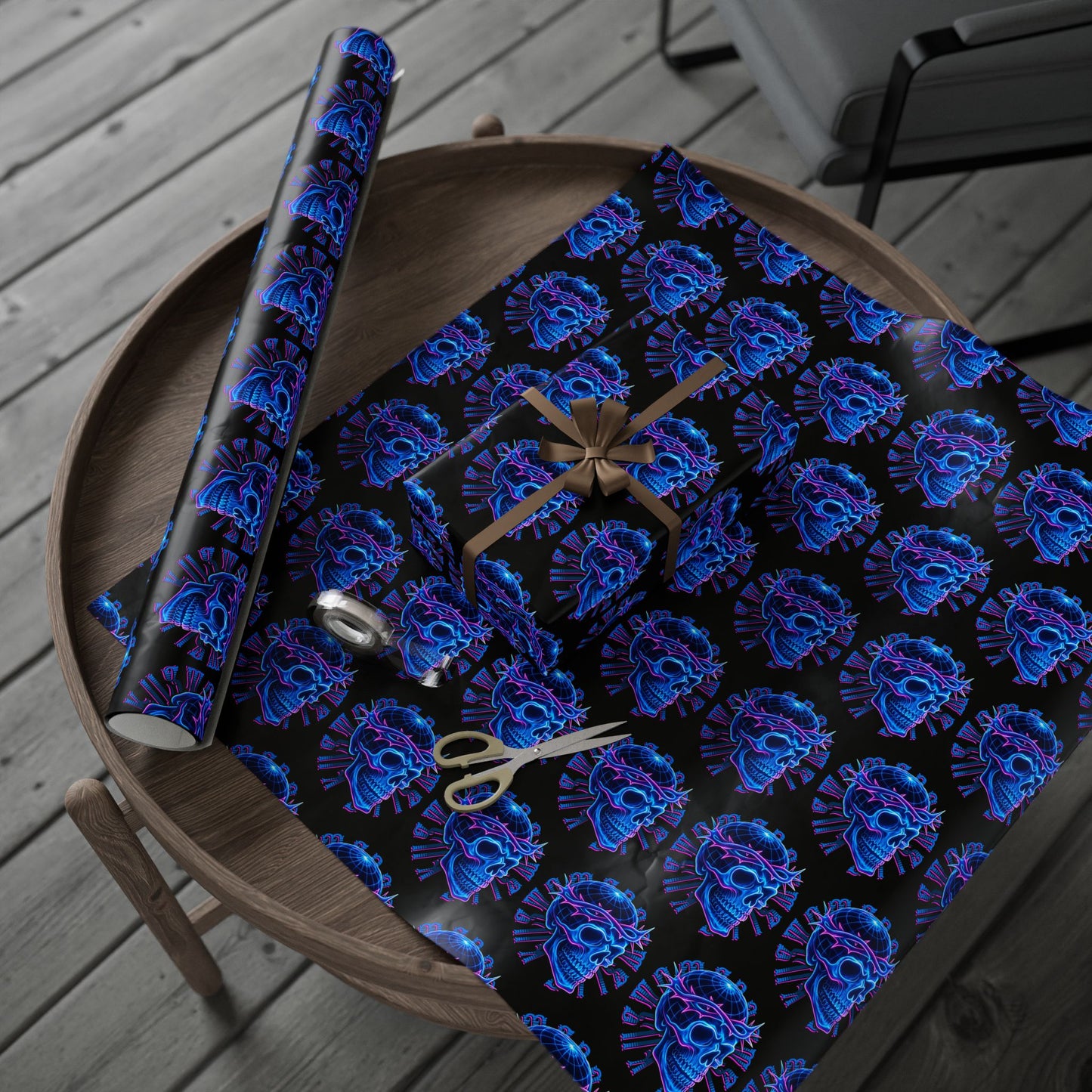 Wrapping Papers Crown of Thorns Skull Neon Design
