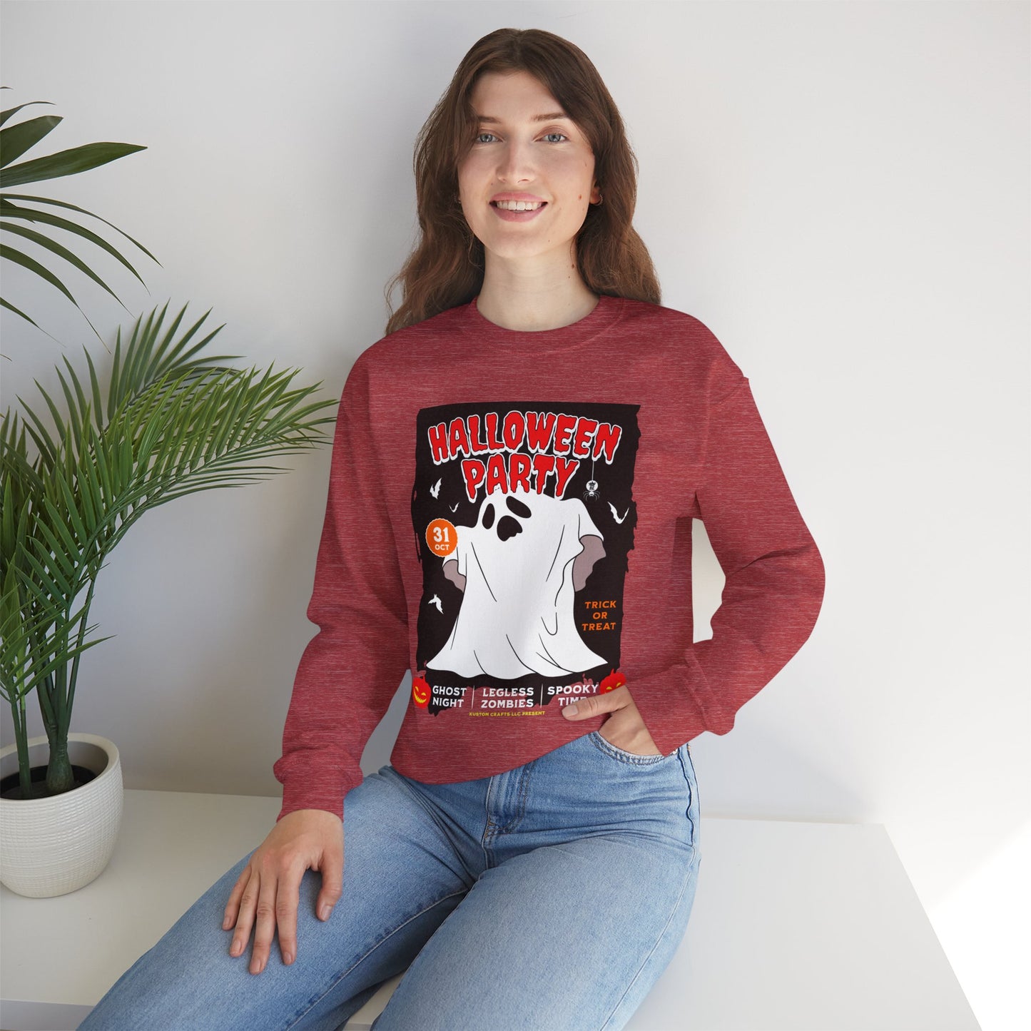 Halloween Party Sweatshirt, Spooky Season Apparel, Ghost Design Crewneck, Unisex Halloween Gift, Cozy Fall Fashion