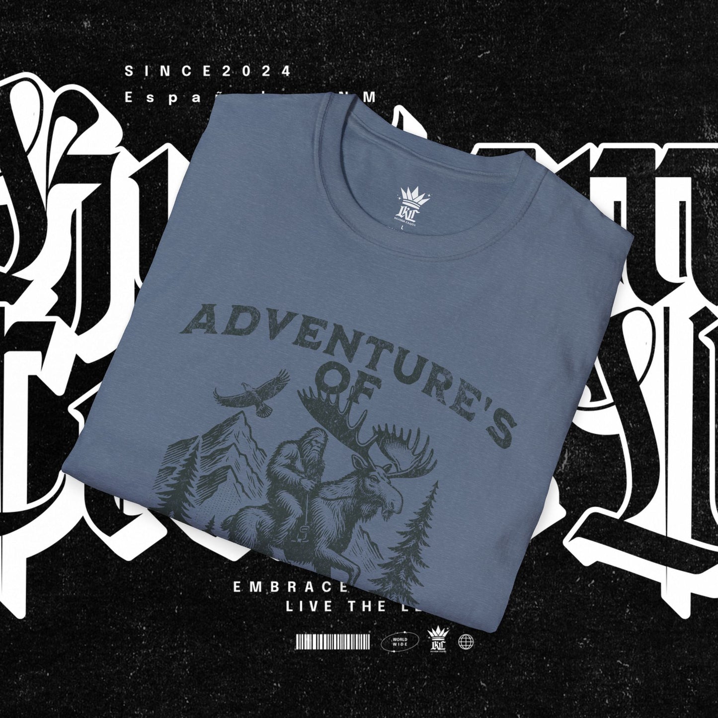 Adventure's of Bigfoot & Marty The Moose Unisex T-Shirt, Travel Tee, Outdoor Graphic Shirt, Nature Lover Gift, Moose Adventure Apparel