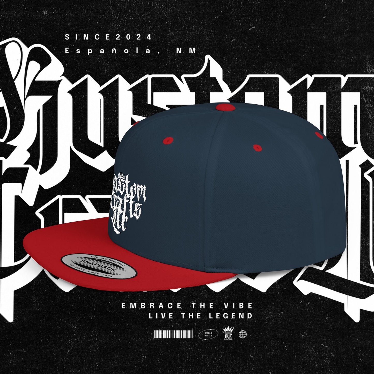 Custom Flat Bill Snapback Hat | Embrace the Vibe, Live the Legend | Perfect for Streetwear, Festivals, Casual Outings, Gifts
