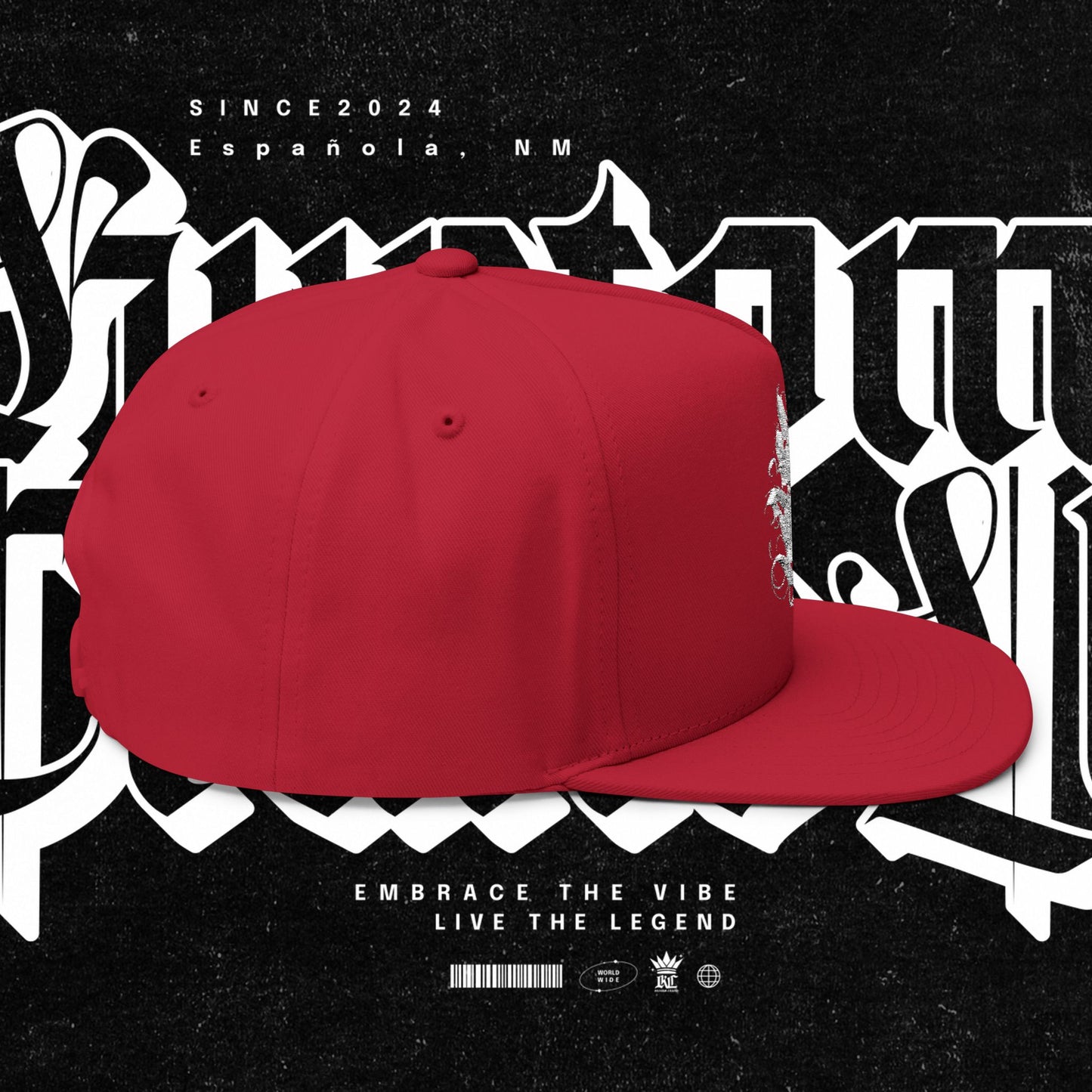 Embroidered Flat Bill Cap - Love Life Graffiti Style Hat