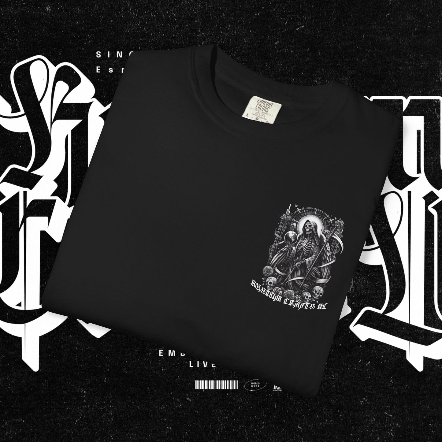Santa Muerte Unisex T-shirt, Day Of The Dead Tee, Saint Skeleton Shirt, Top, Mexican Folk Art Clothing, Kustom Crafts LLC