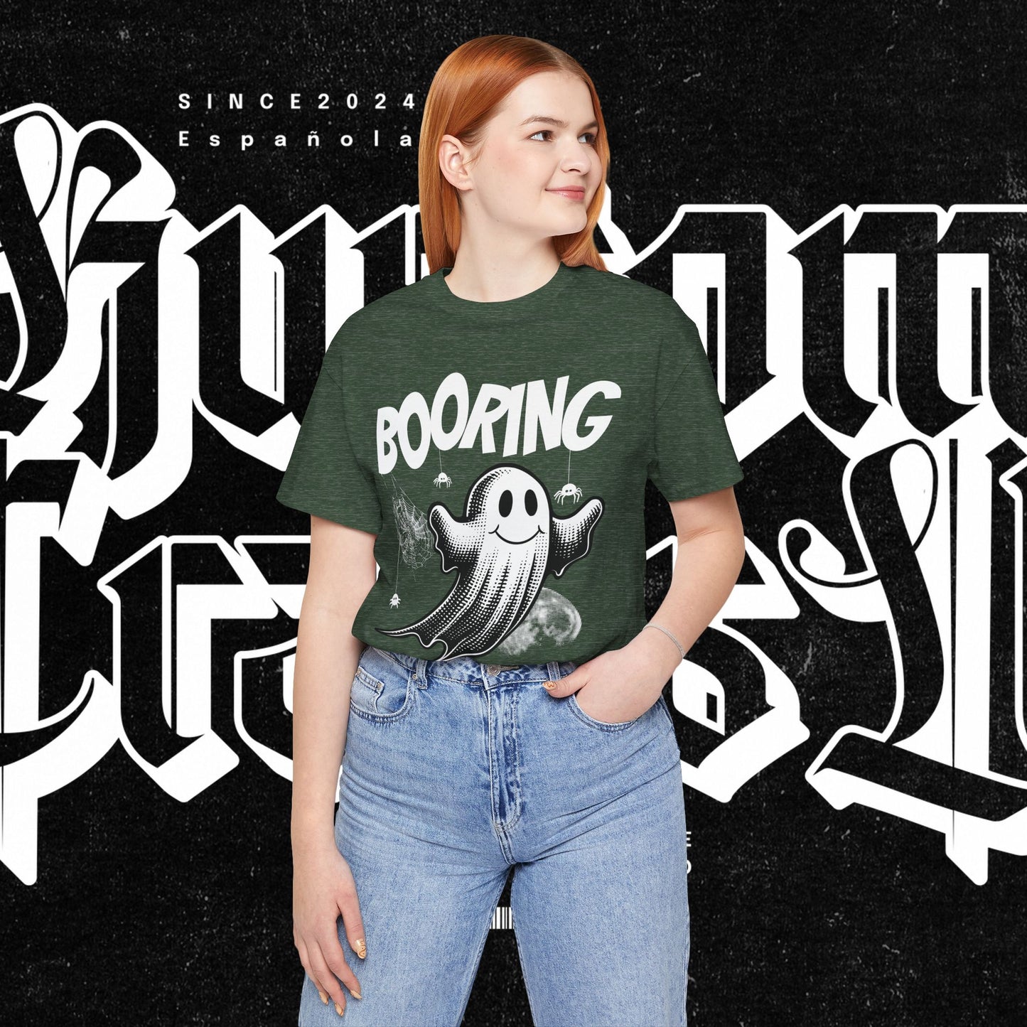 Ghostly Boo-Ring Fun Tee - Spooky Vibes, Perfect for Halloween, Casual Wear, Gift for Ghost Lovers, Graphic Tee, Trendy Outfit