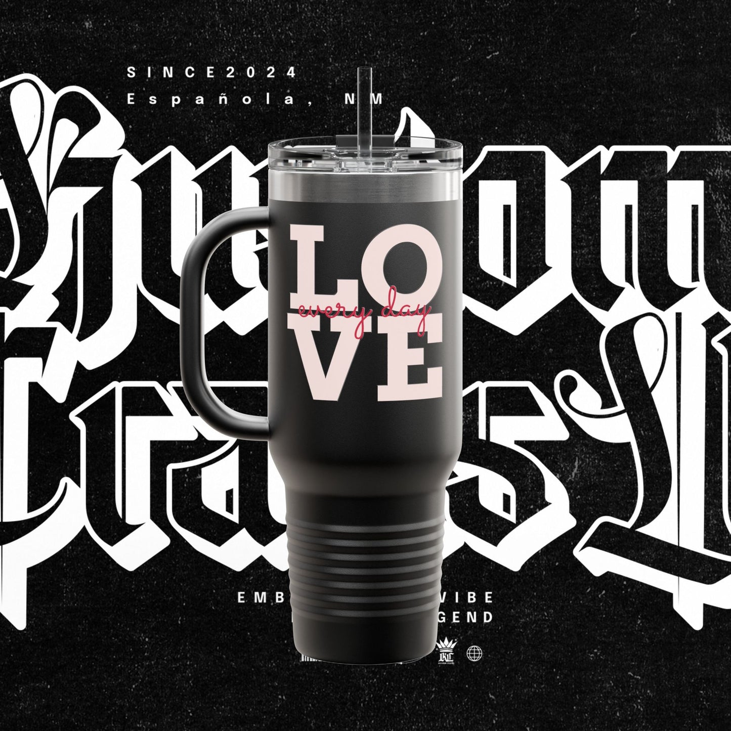 Love Your Life Insulated Travel Mug, 40oz - Motivational Coffee Cup for Commuters, Inspirational Tea Tumbler, Positive Energy Drinkware,