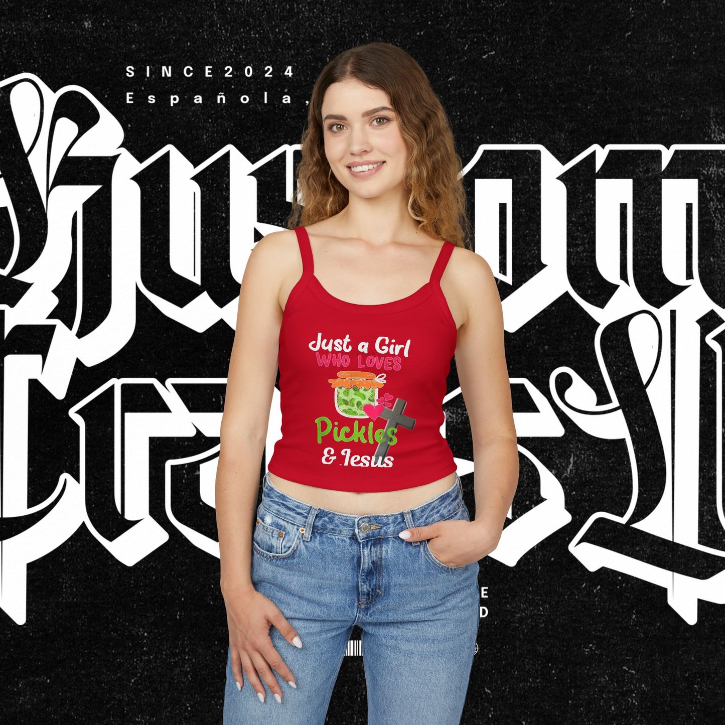 Pickles and Jesus Tank Top, Christian Women's Camisole, Religious Sleeveless Top, Faithful Spaghetti Strap Shirt, Girl's Pickle Lover Vest