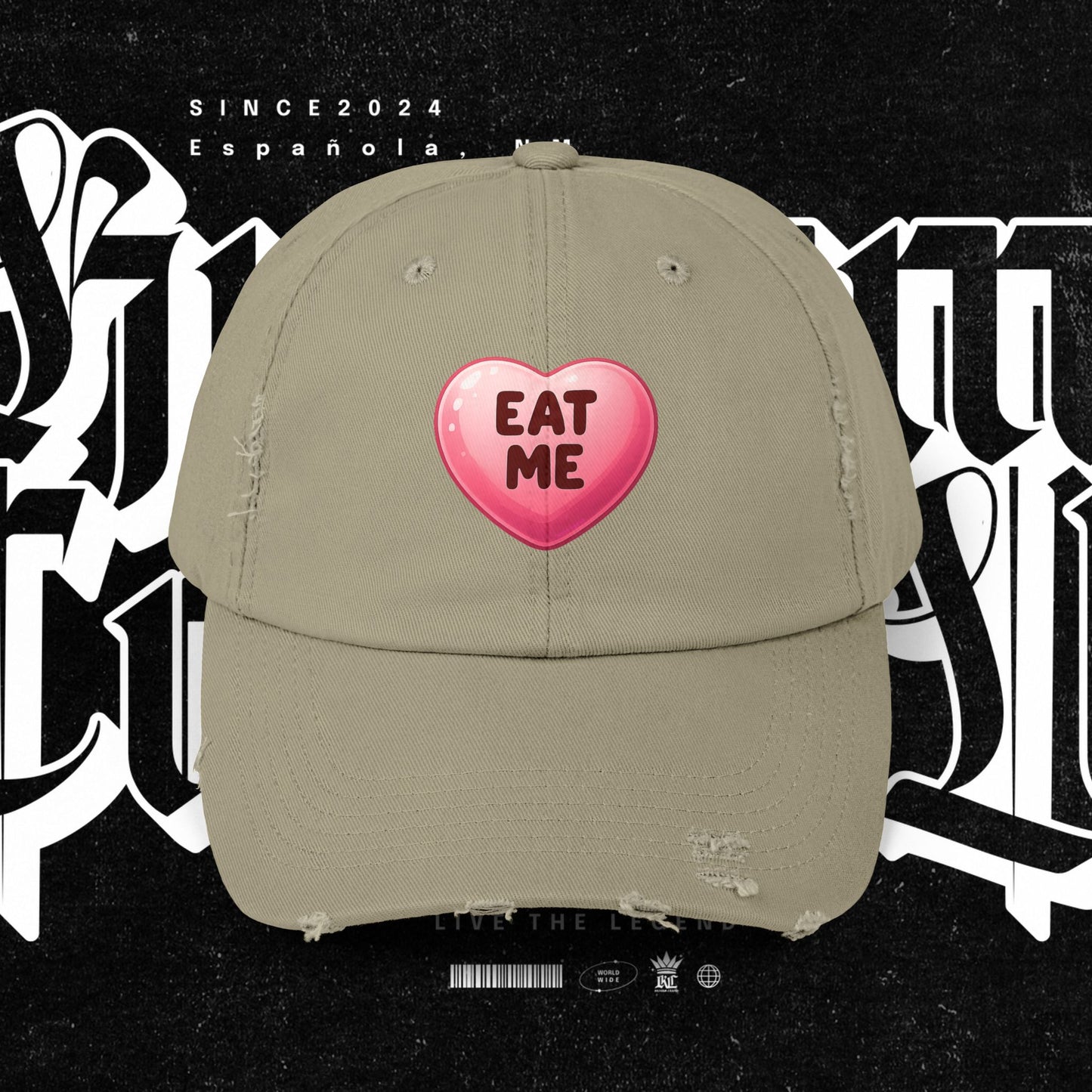 Eat Me Distressed Cap - Fun Accessory for All, Playful Style, Casual Wear, Gift for Friends, Trendy Summer Hat