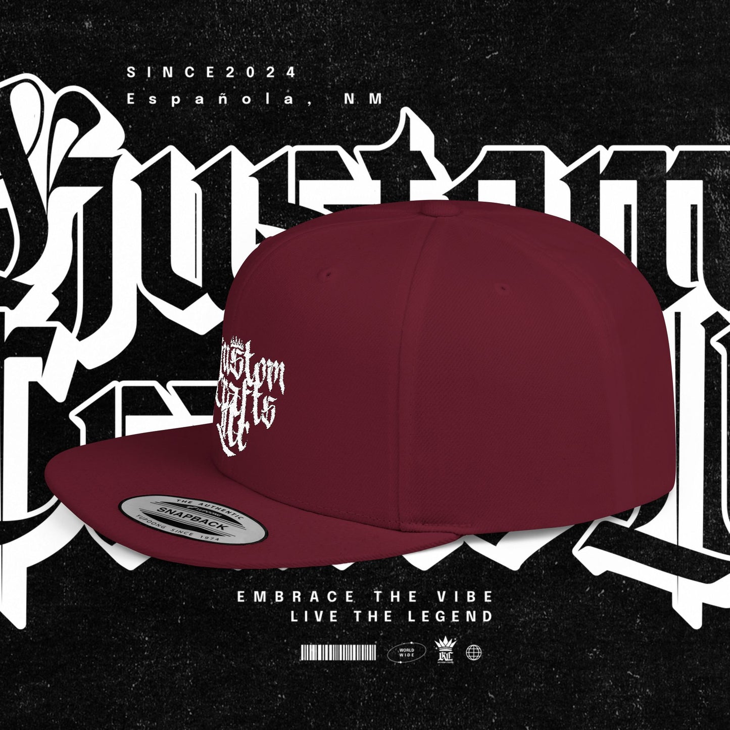 Custom Flat Bill Snapback Hat | Embrace the Vibe, Live the Legend | Perfect for Streetwear, Festivals, Casual Outings, Gifts