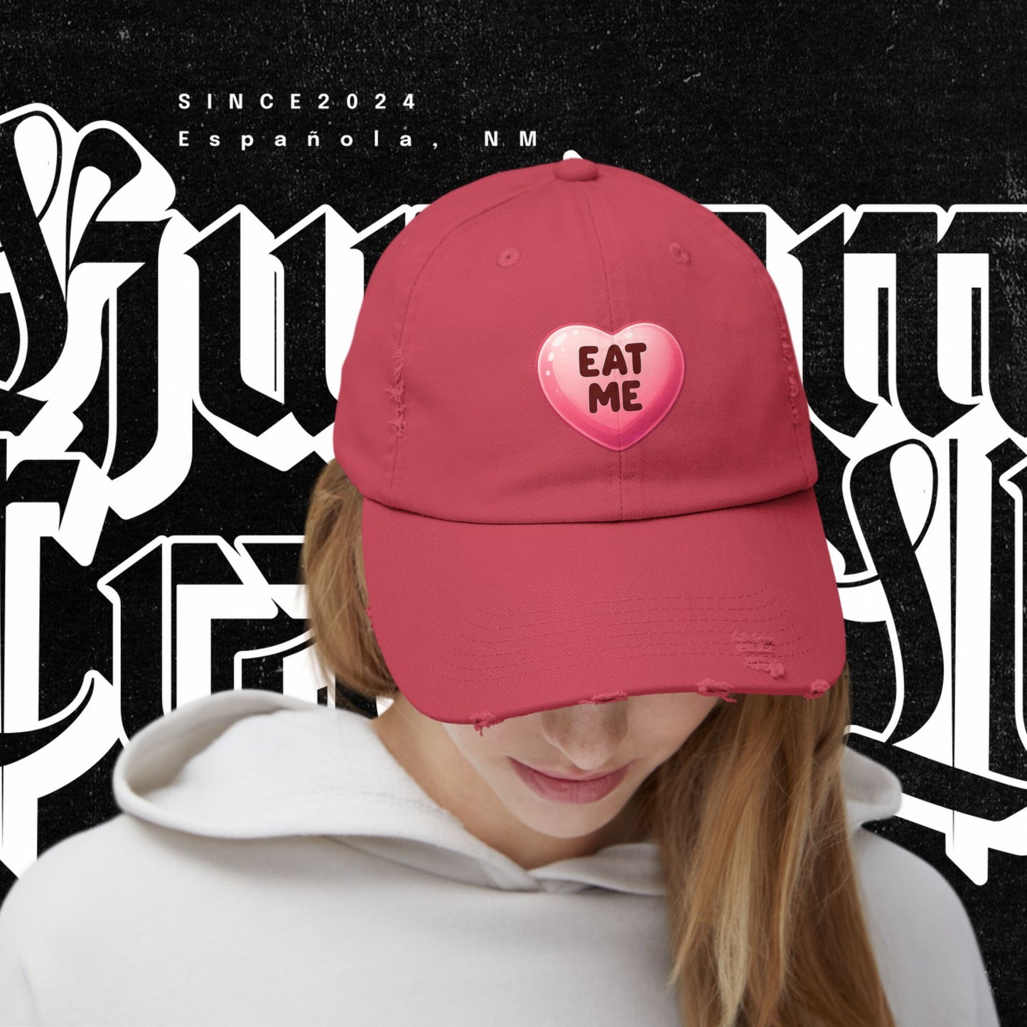Eat Me Distressed Cap - Fun Accessory for All, Playful Style, Casual Wear, Gift for Friends, Trendy Summer Hat