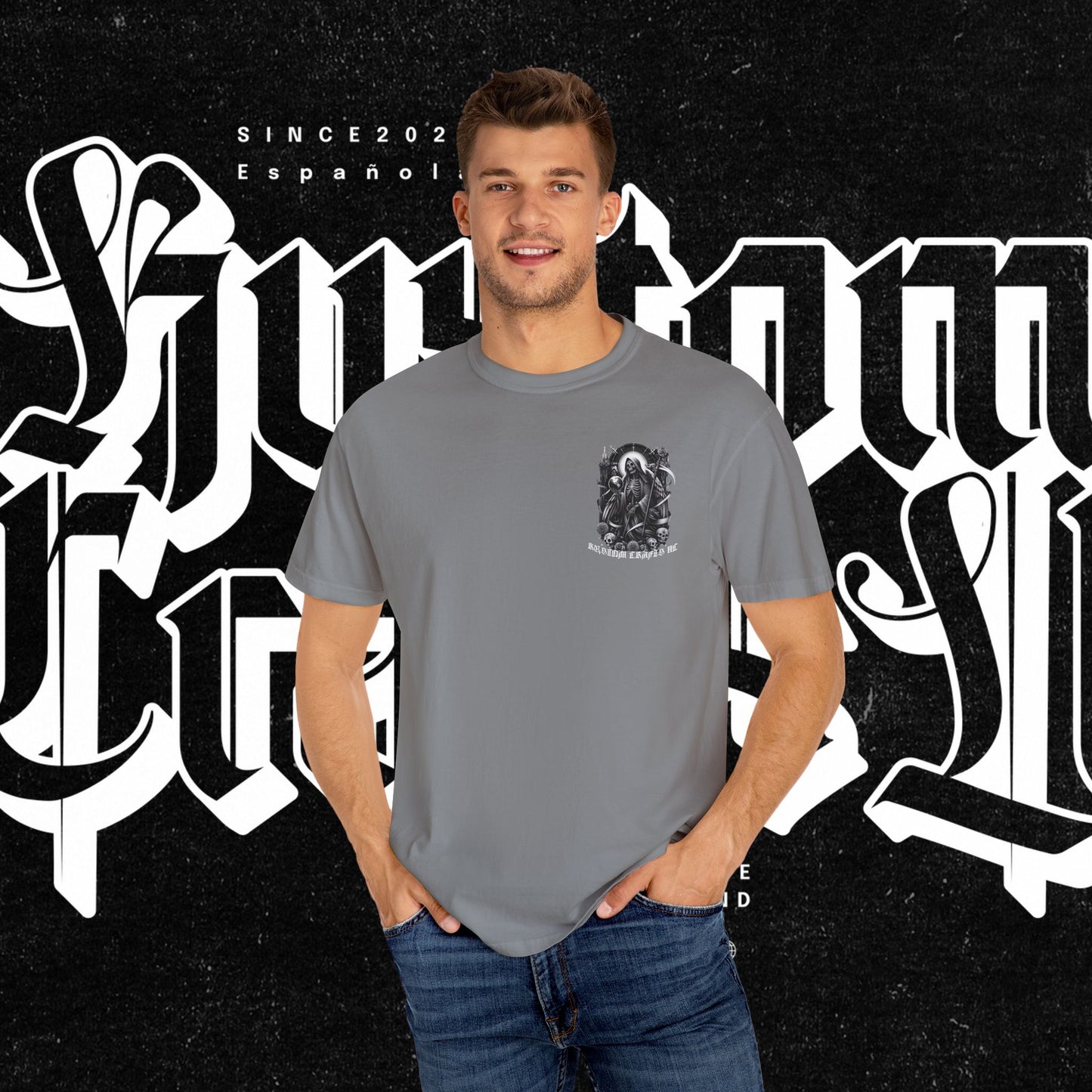 Santa Muerte Unisex T-shirt, Day Of The Dead Tee, Saint Skeleton Shirt, Top, Mexican Folk Art Clothing, Kustom Crafts LLC