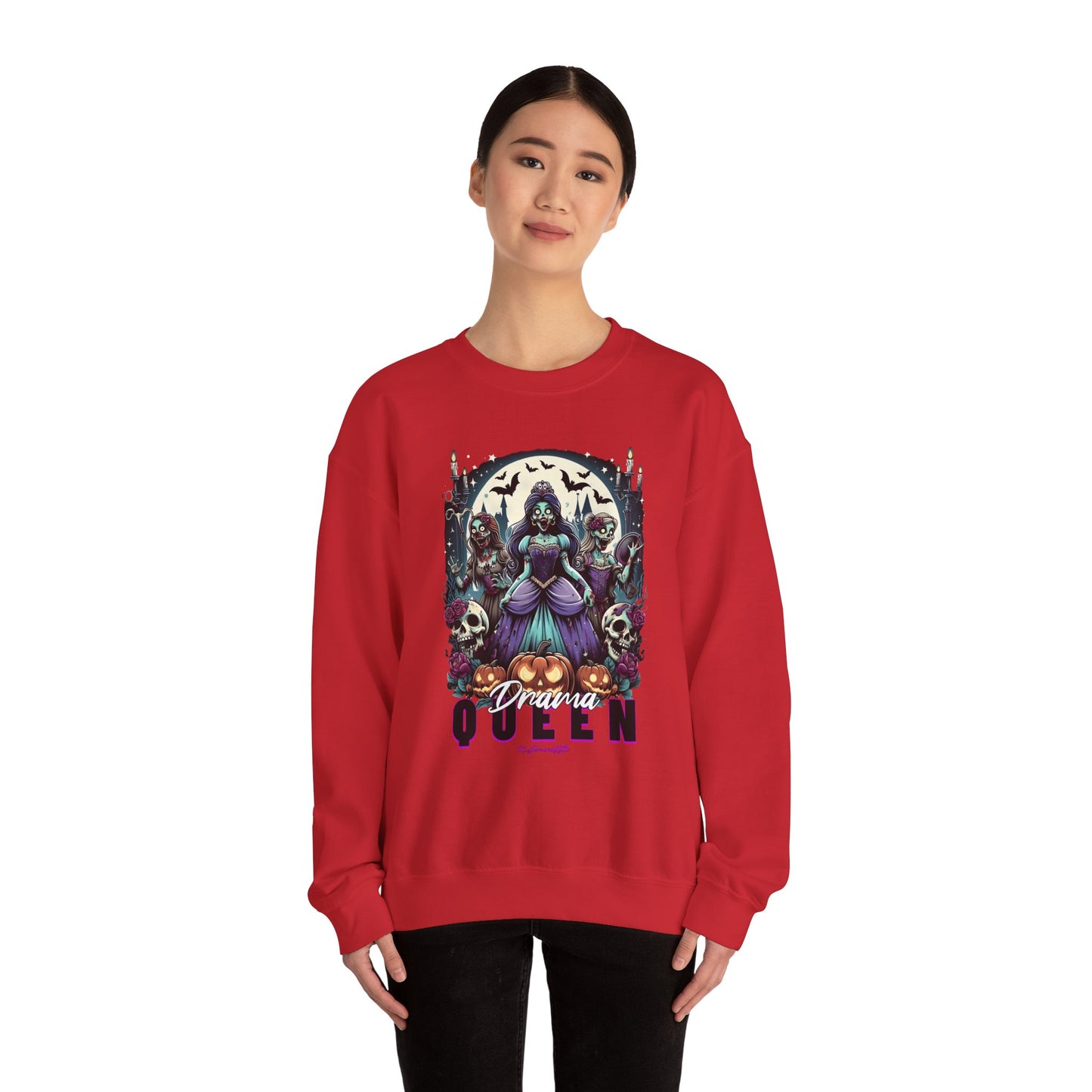 Drama Gothic Queen Sweatshirt - Unisex Heavy Blend Crewneck, Halloween Apparel, Dark Aesthetic Clothing, Edgy Gift for Her, Cozy Sweatshirt