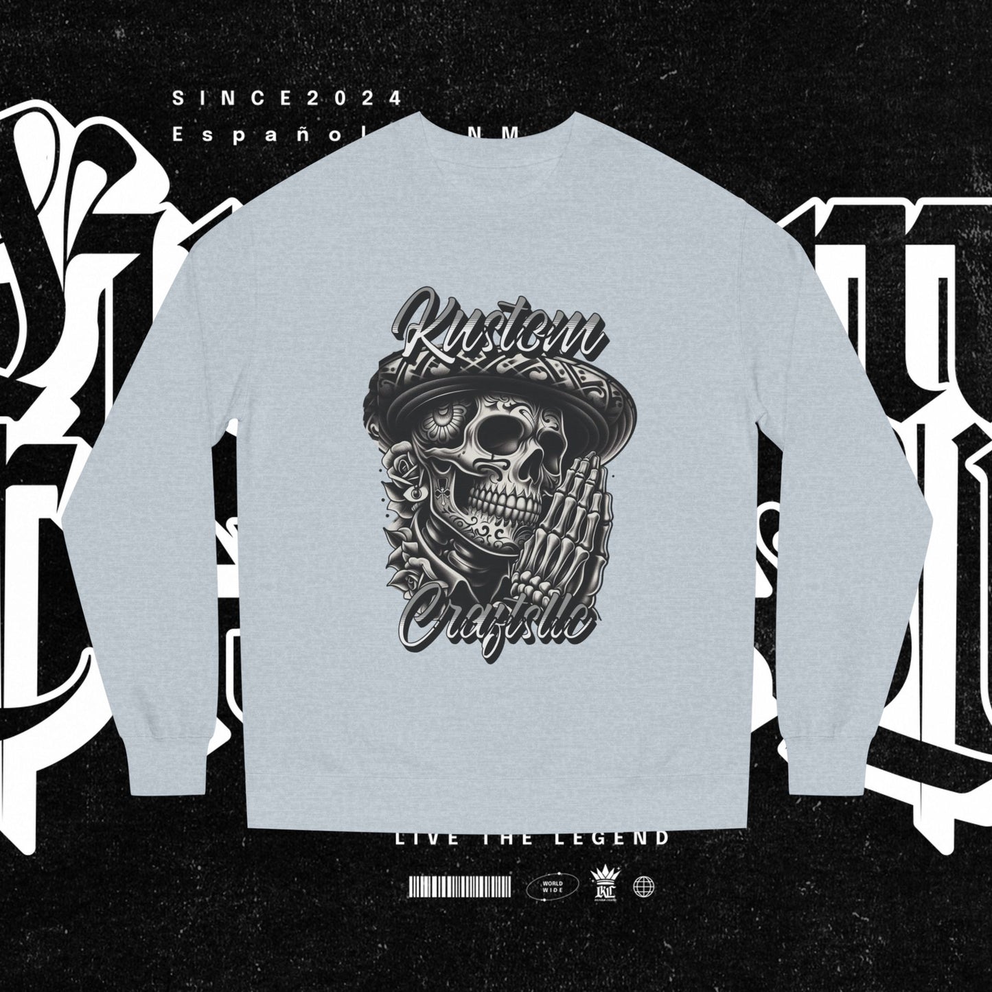 Lucky Skull Graphic Unisex Crew Neck Sweatshirt – Edgy Streetwear, Unique Gift, Casual Layering, Halloween Fashion, Unisex Apparel