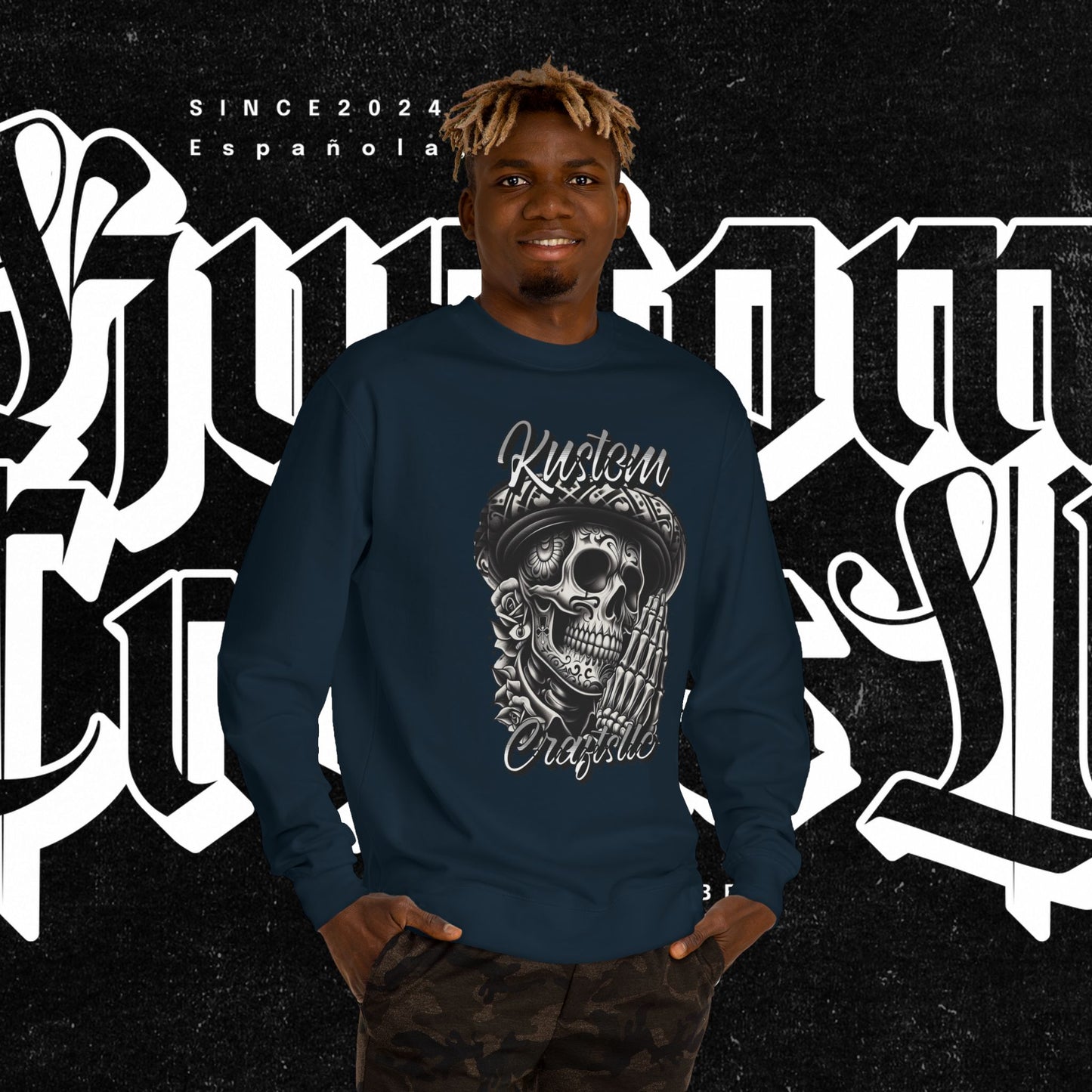 Lucky Skull Graphic Unisex Crew Neck Sweatshirt – Edgy Streetwear, Unique Gift, Casual Layering, Halloween Fashion, Unisex Apparel