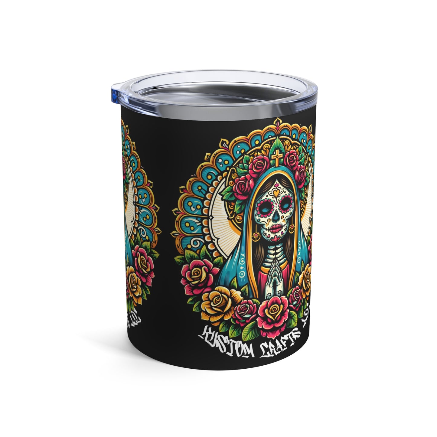 Custom Day of the Dead Tumbler, Vibrant Floral Skeleton Travel Cup, Unique Gift for Halloween, Dia de los Muertos, Coffee Drinkers