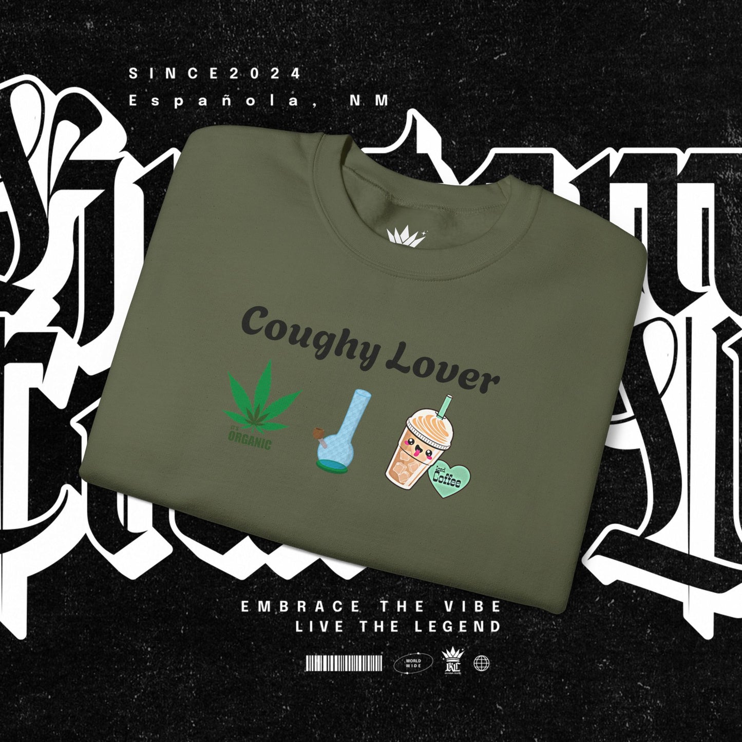 Coughy Lover Crewneck Sweatshirt | Cozy Pullover for Cannabis Enthusiasts, Gift for Holidays, Casual Wear, Trendy Sweatshirt