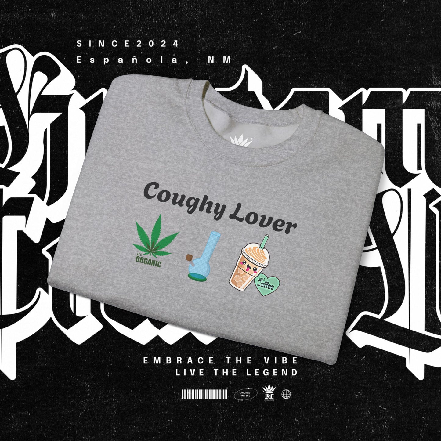 Coughy Lover Crewneck Sweatshirt | Cozy Pullover for Cannabis Enthusiasts, Gift for Holidays, Casual Wear, Trendy Sweatshirt