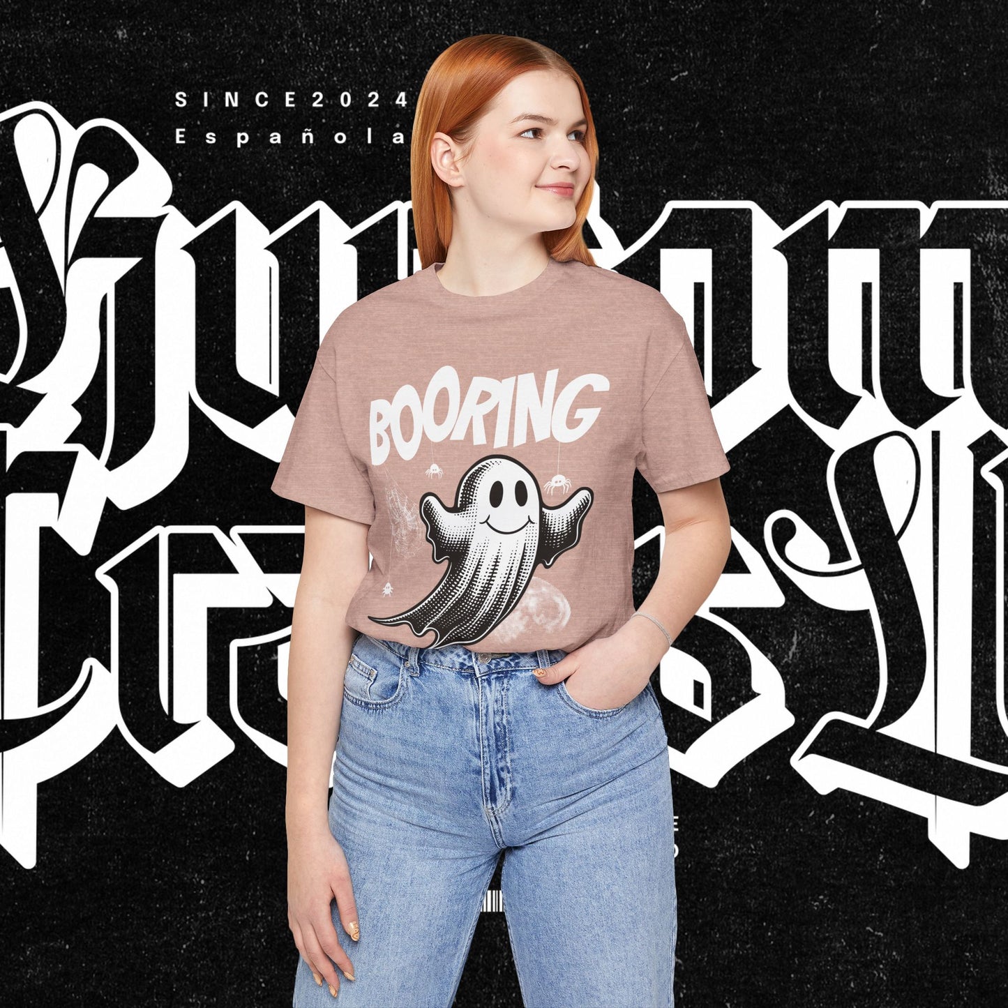 Ghostly Boo-Ring Fun Tee - Spooky Vibes, Perfect for Halloween, Casual Wear, Gift for Ghost Lovers, Graphic Tee, Trendy Outfit