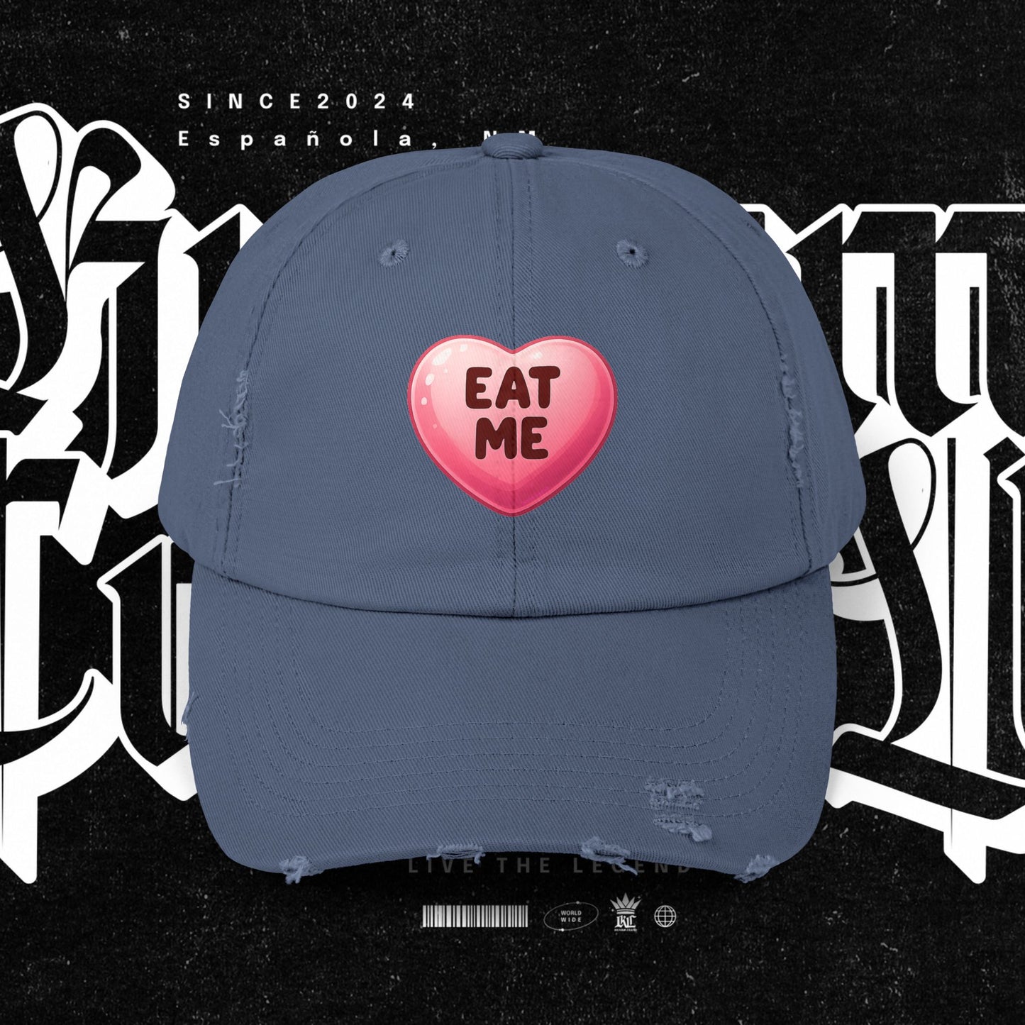 Eat Me Distressed Cap - Fun Accessory for All, Playful Style, Casual Wear, Gift for Friends, Trendy Summer Hat