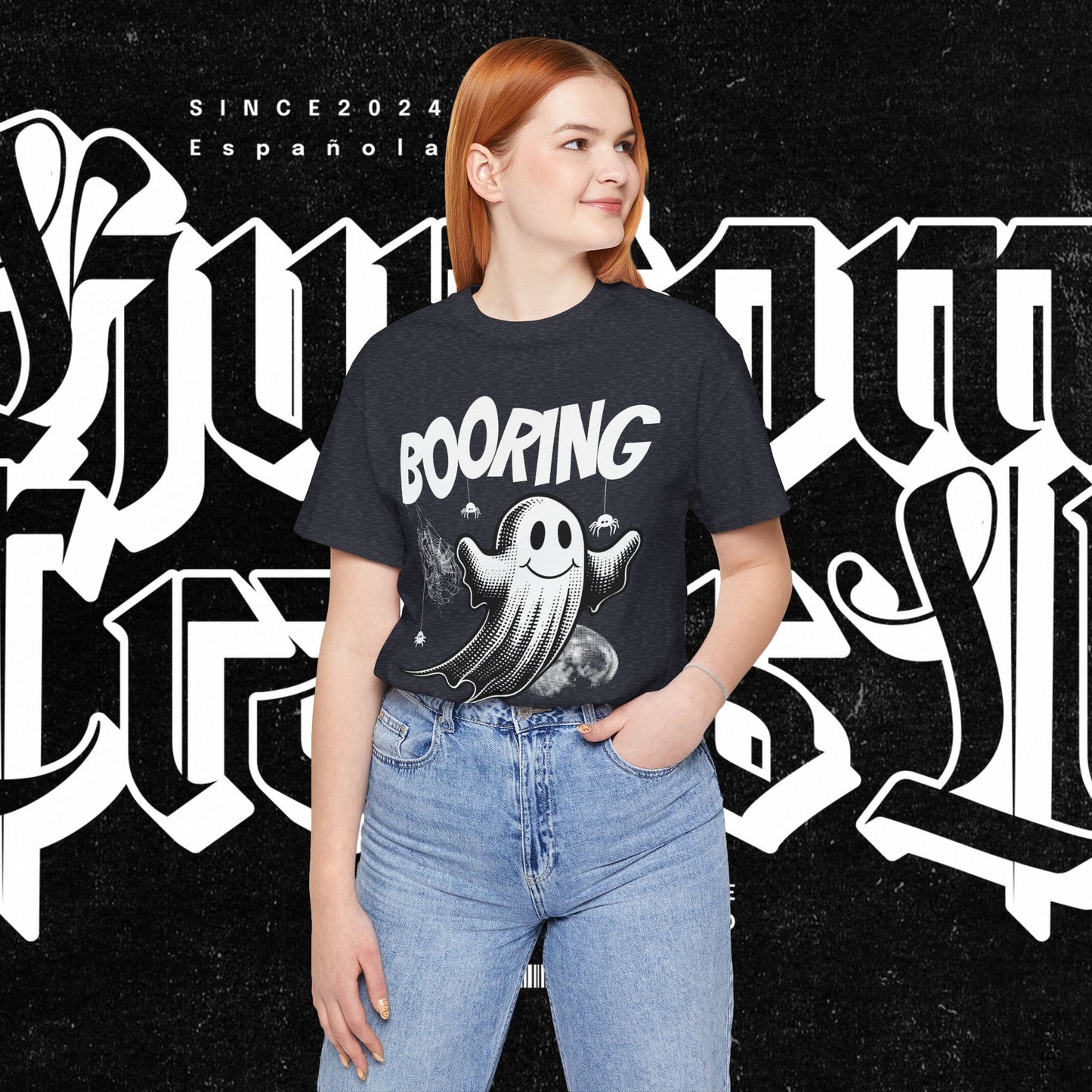 Ghostly Boo-Ring Fun Tee - Spooky Vibes, Perfect for Halloween, Casual Wear, Gift for Ghost Lovers, Graphic Tee, Trendy Outfit