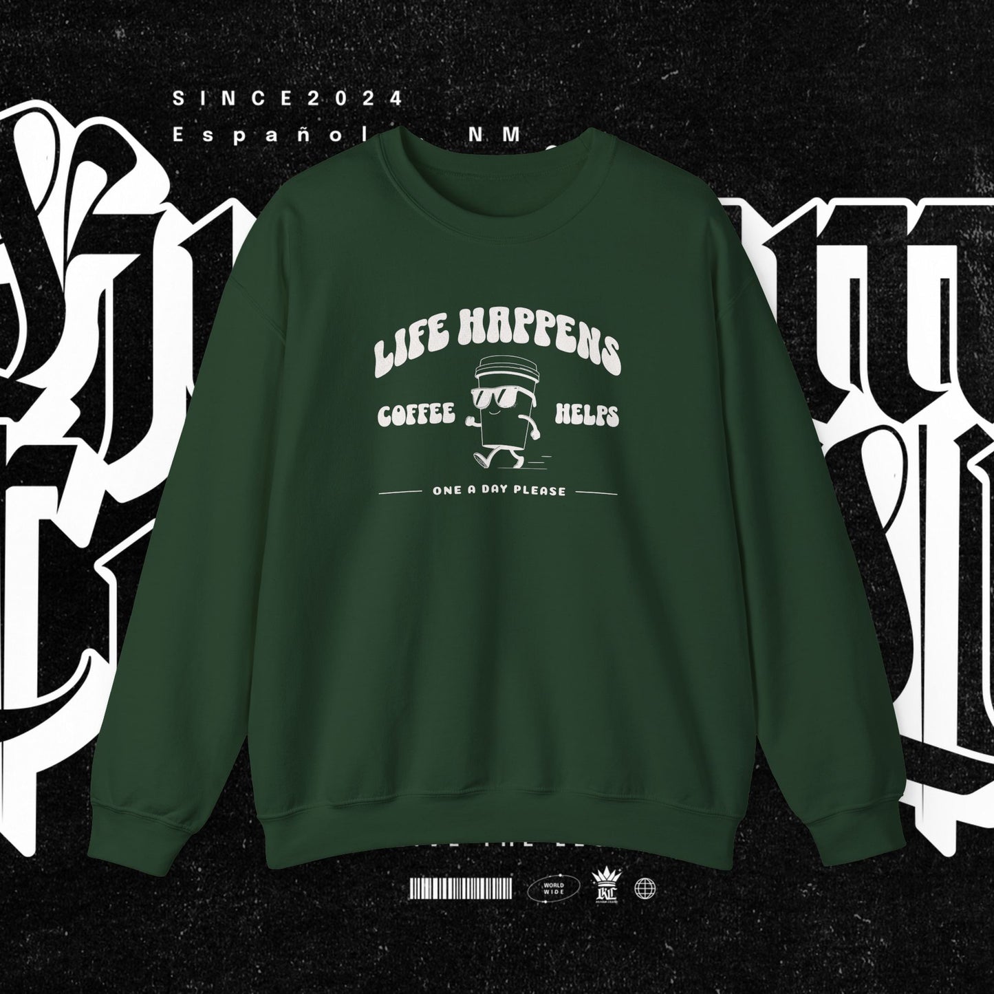 Life Happens Coffee Helps Sweatshirt, Funny Quote Jumper, Cozy Pullover, Gift for Coffee Lovers, Crew Neck Sweater, Comfy Shirt