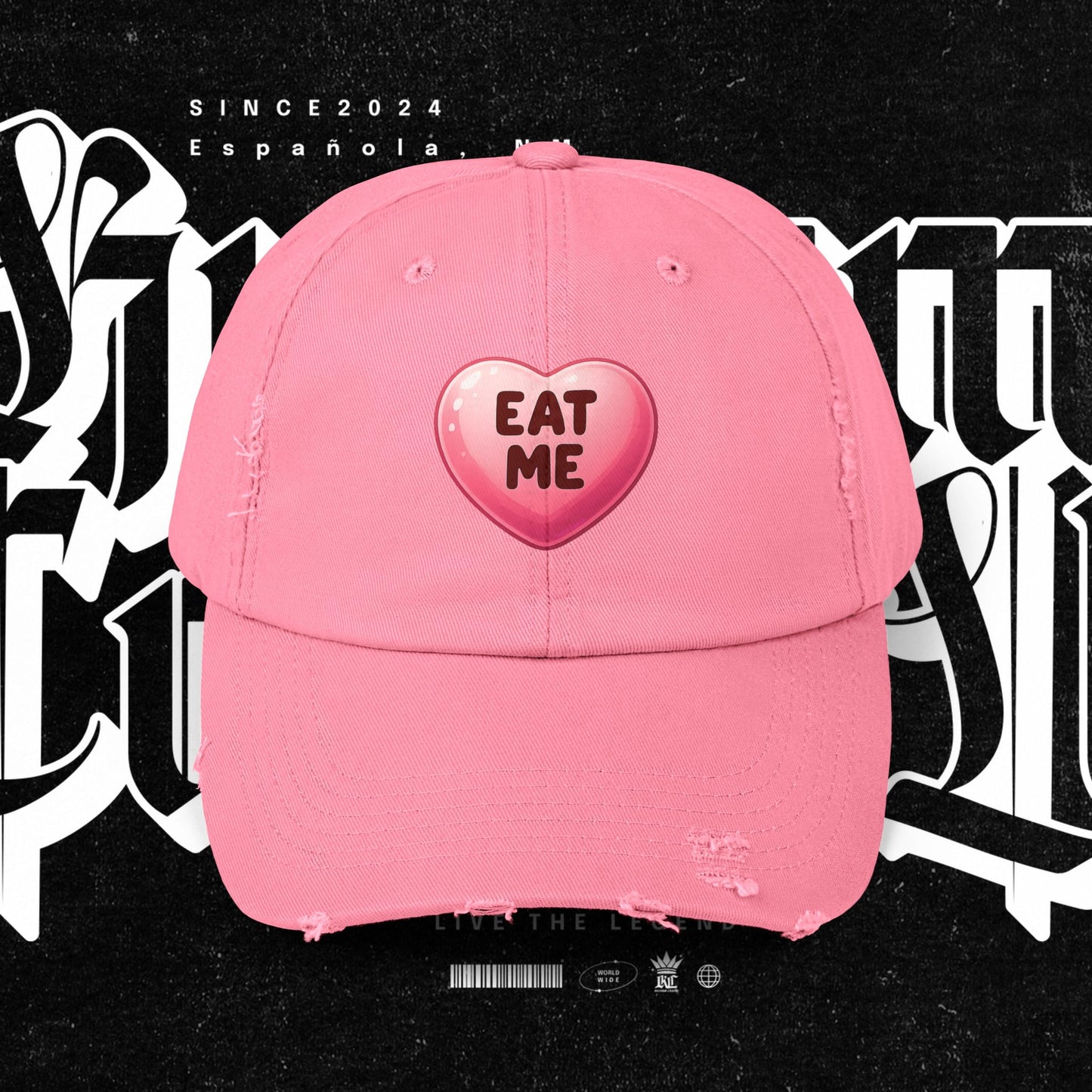Eat Me Distressed Cap - Fun Accessory for All, Playful Style, Casual Wear, Gift for Friends, Trendy Summer Hat