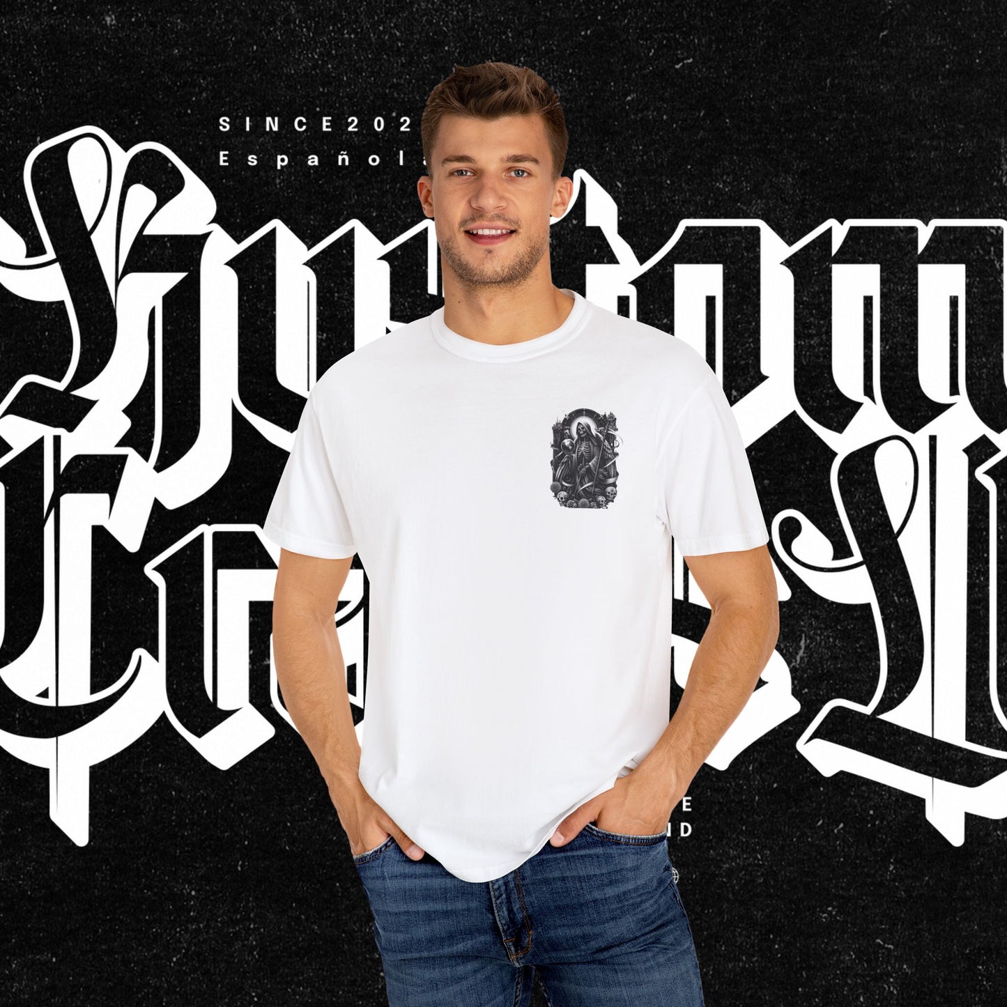 Santa Muerte Unisex T-shirt, Day Of The Dead Tee, Saint Skeleton Shirt, Top, Mexican Folk Art Clothing, Kustom Crafts LLC