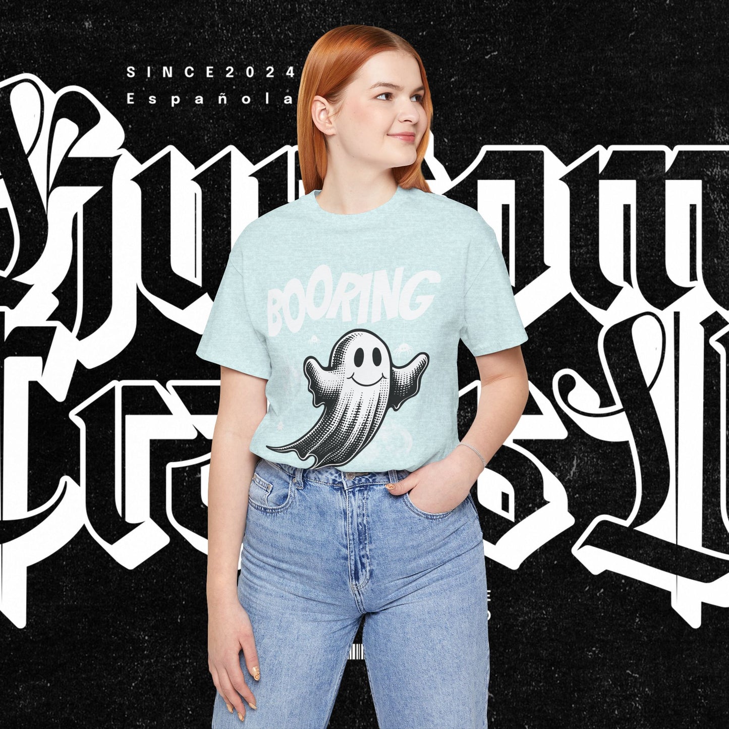 Ghostly Boo-Ring Fun Tee - Spooky Vibes, Perfect for Halloween, Casual Wear, Gift for Ghost Lovers, Graphic Tee, Trendy Outfit