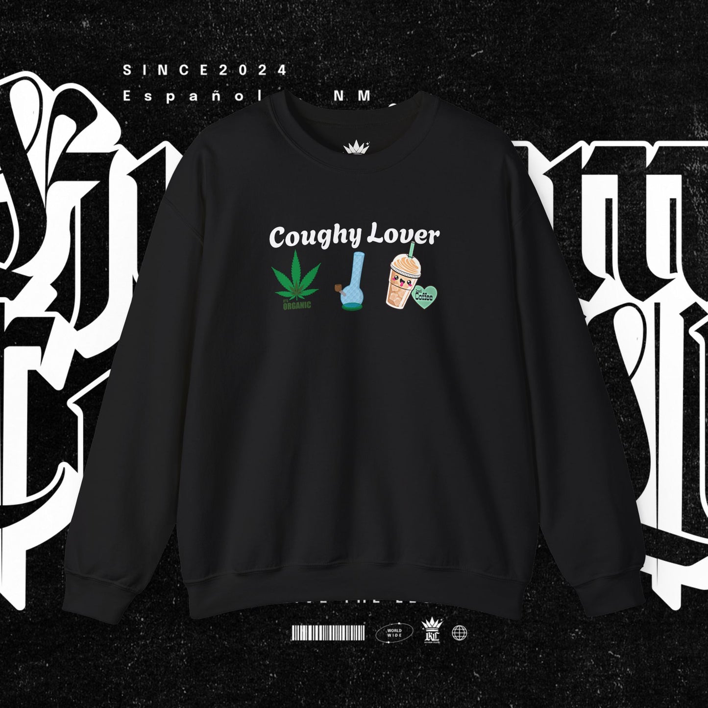 Coughy Lover Crewneck Sweatshirt | Cozy Pullover for Cannabis Enthusiasts, Gift for Holidays, Casual Wear, Trendy Sweatshirt