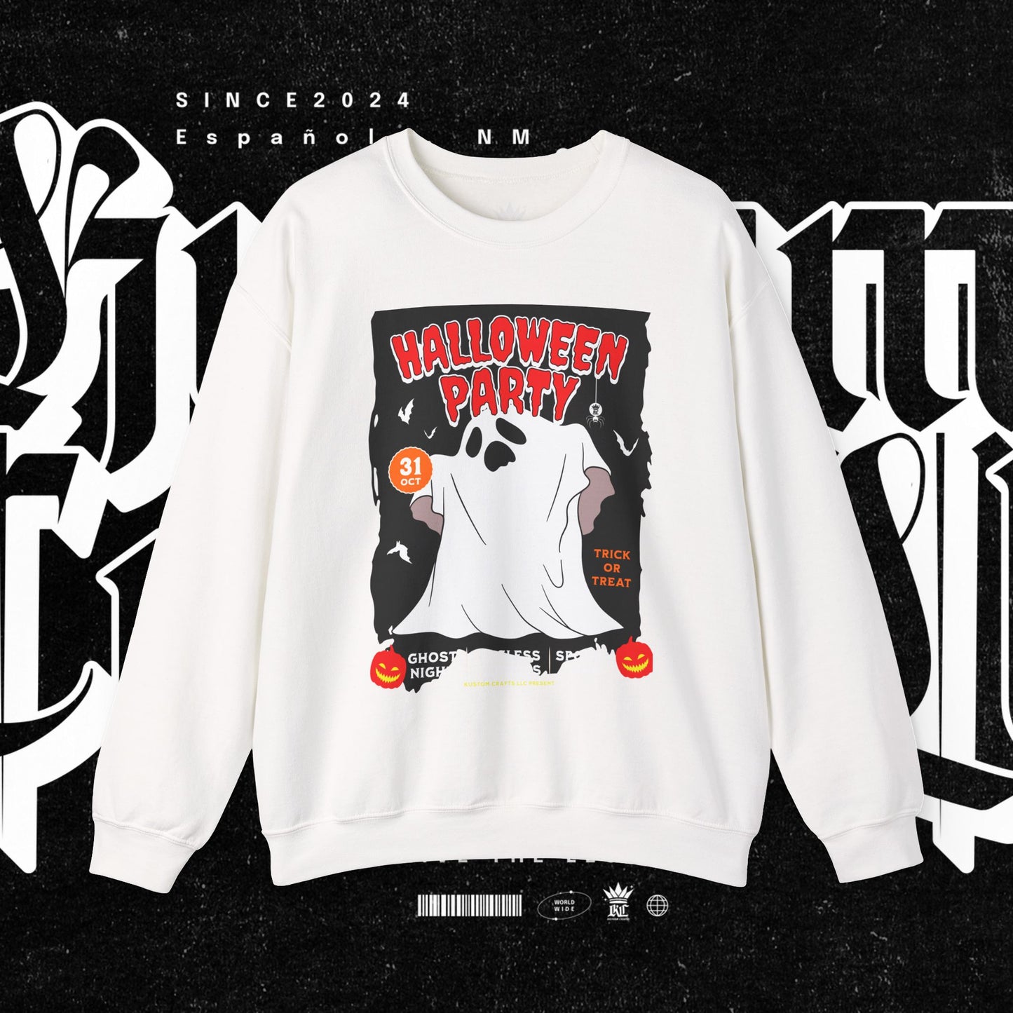 Halloween Party Sweatshirt, Spooky Season Apparel, Ghost Design Crewneck, Unisex Halloween Gift, Cozy Fall Fashion
