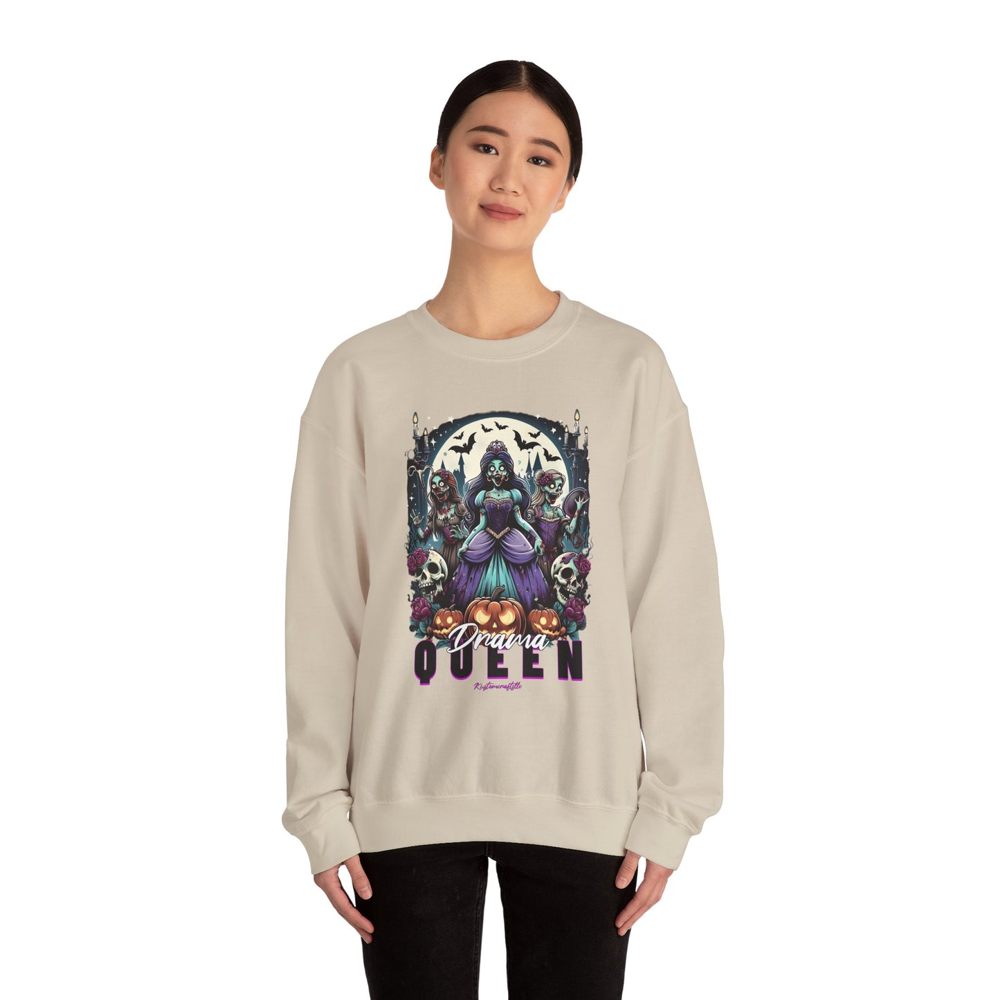 Drama Gothic Queen Sweatshirt - Unisex Heavy Blend Crewneck, Halloween Apparel, Dark Aesthetic Clothing, Edgy Gift for Her, Cozy Sweatshirt