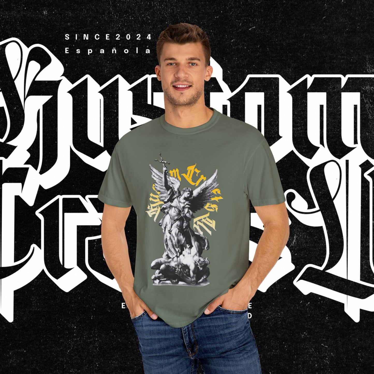 Saint Micheal Vintage-Inspired Graphic T-Shirt featuring Angel Design, Perfect for Casual Wear, Gift for Art Lovers, Streetwear Essential, Unisex Tee