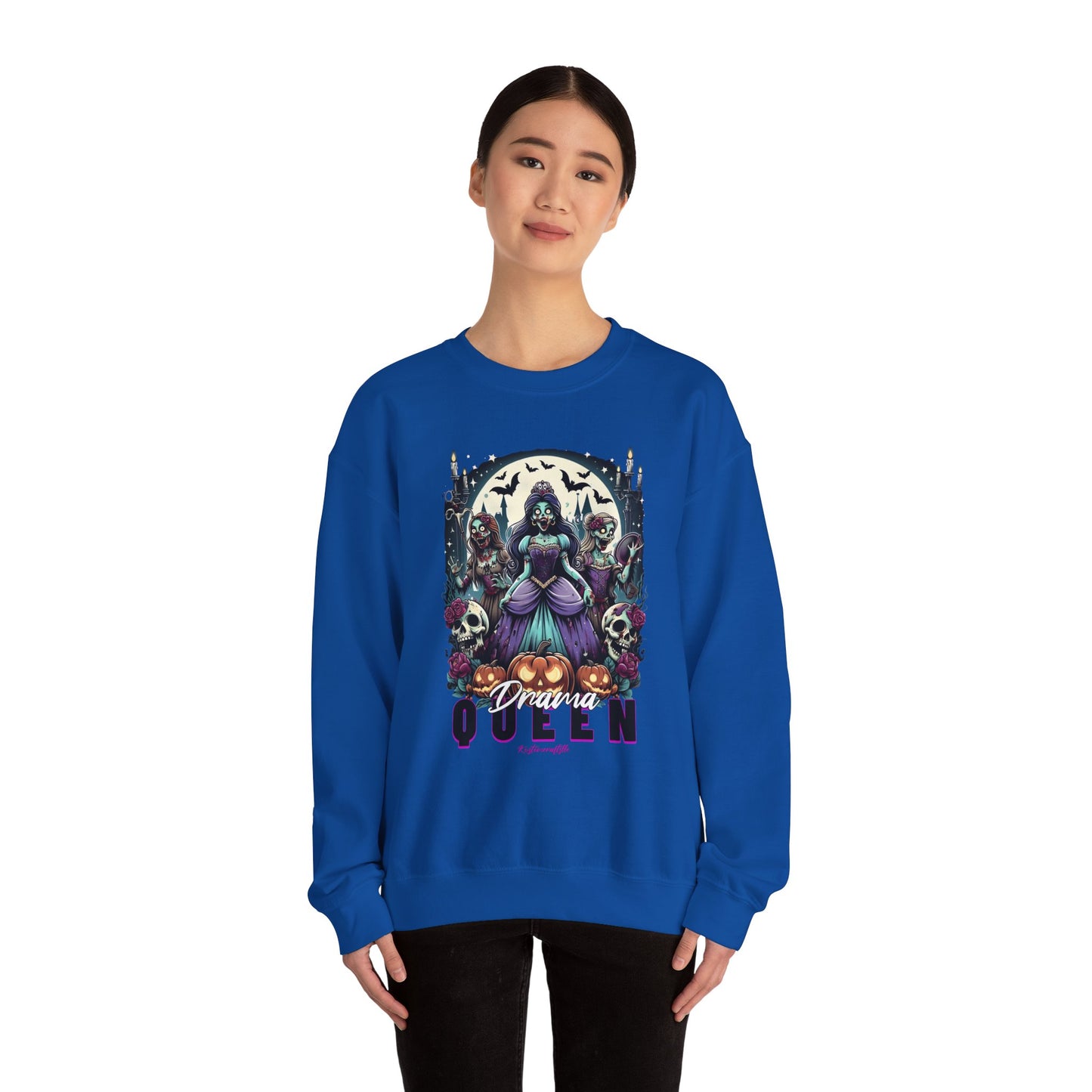 Drama Gothic Queen Sweatshirt - Unisex Heavy Blend Crewneck, Halloween Apparel, Dark Aesthetic Clothing, Edgy Gift for Her, Cozy Sweatshirt