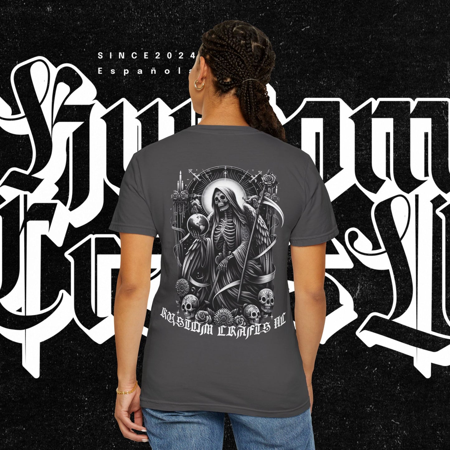 Santa Muerte Unisex T-shirt, Day Of The Dead Tee, Saint Skeleton Shirt, Top, Mexican Folk Art Clothing, Kustom Crafts LLC