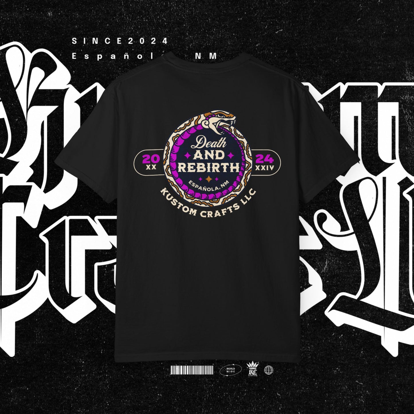 Death and Rebirth Bright Purple/Pink Snake Graphic Tee, Death Rebirth Unisex T-shirt, Streetwear Alternative Fashion, Serpent Design Shirt, Edgy Clothing