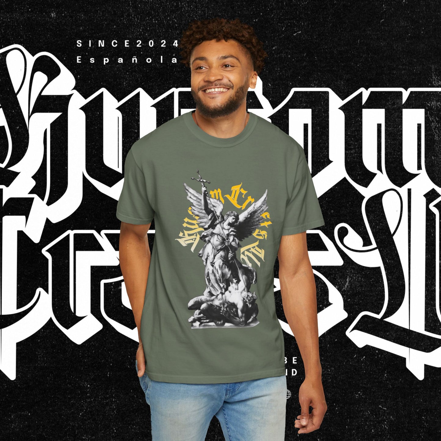 Saint Micheal Vintage-Inspired Graphic T-Shirt featuring Angel Design, Perfect for Casual Wear, Gift for Art Lovers, Streetwear Essential, Unisex Tee