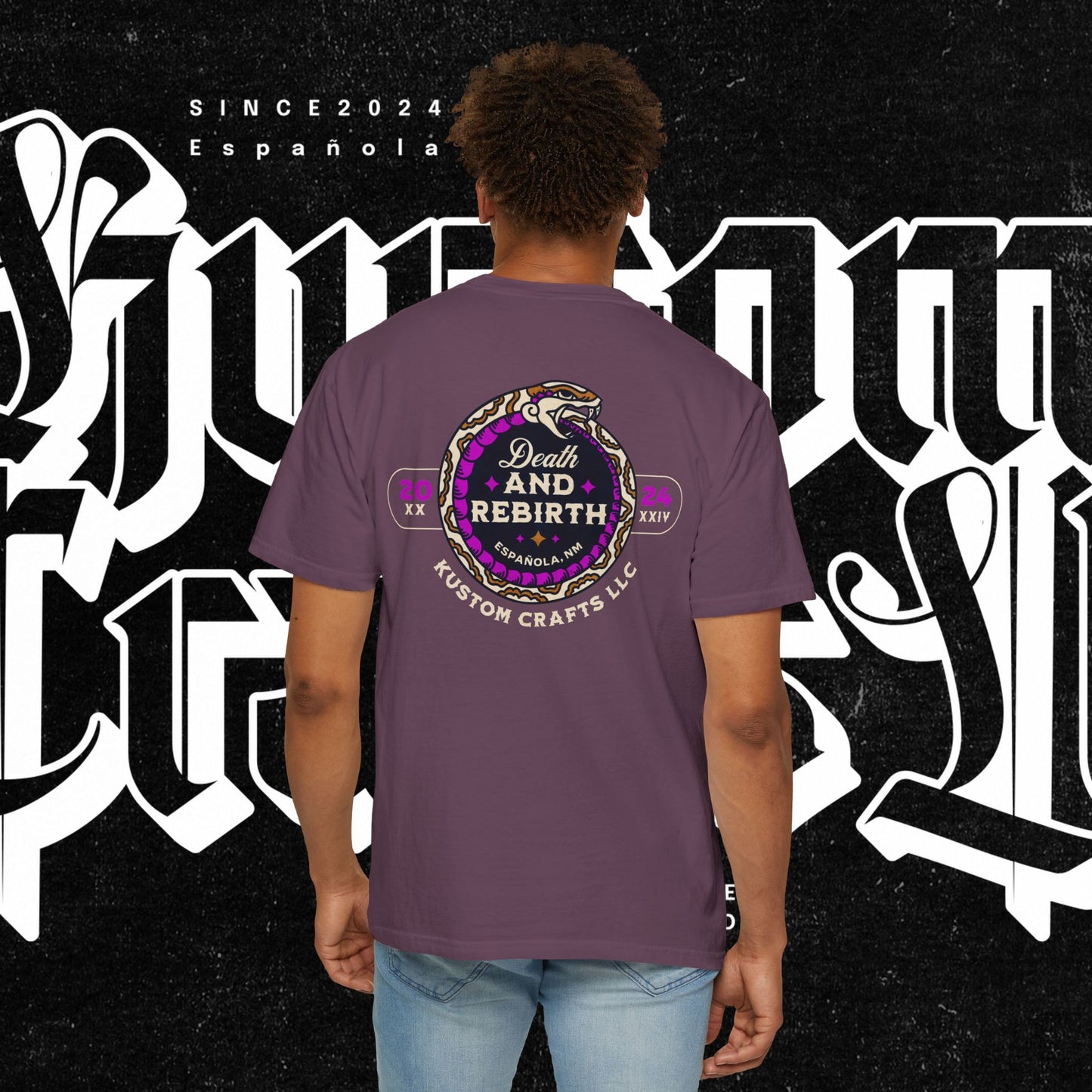 Death and Rebirth Bright Purple/Pink Snake Graphic Tee, Death Rebirth Unisex T-shirt, Streetwear Alternative Fashion, Serpent Design Shirt, Edgy Clothing