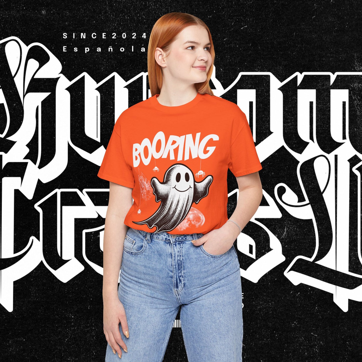 Ghostly Boo-Ring Fun Tee - Spooky Vibes, Perfect for Halloween, Casual Wear, Gift for Ghost Lovers, Graphic Tee, Trendy Outfit