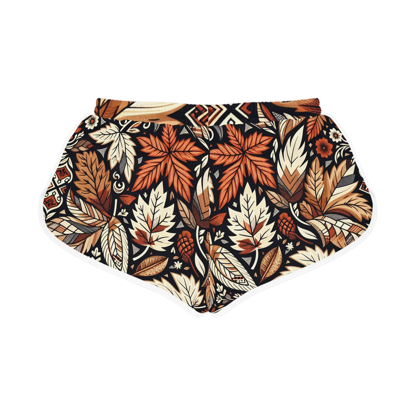 Autumn Leaf Print Women's Relaxed Shorts, Boho Style Lounge Shorts, AOP Shorts for Casual Wear, Fall Fashion, Summer Beachwear, Gift for Her